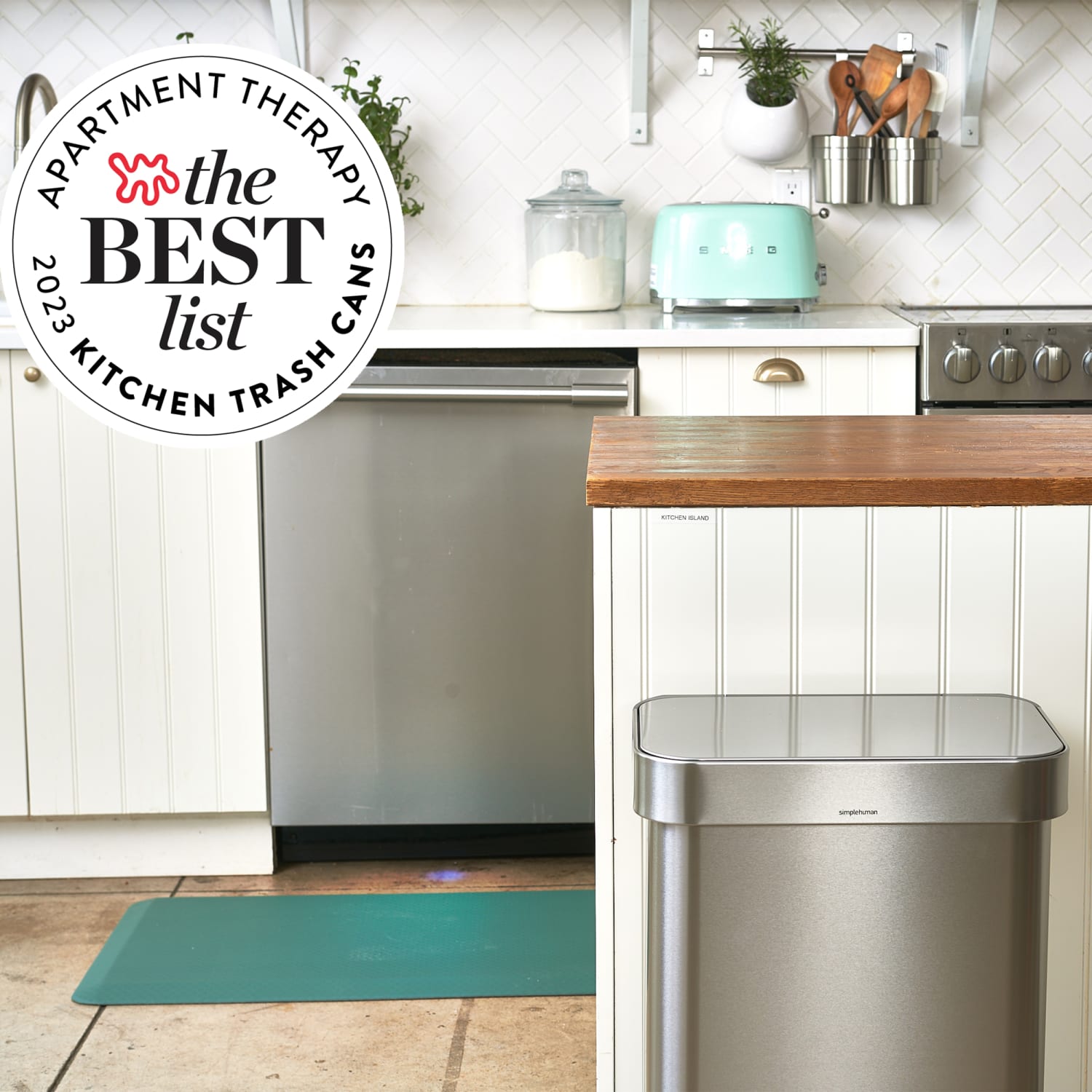 13 Gallon Stainless Steel Dual Kitchen Trash Can with Slim Shape Home Zone Living