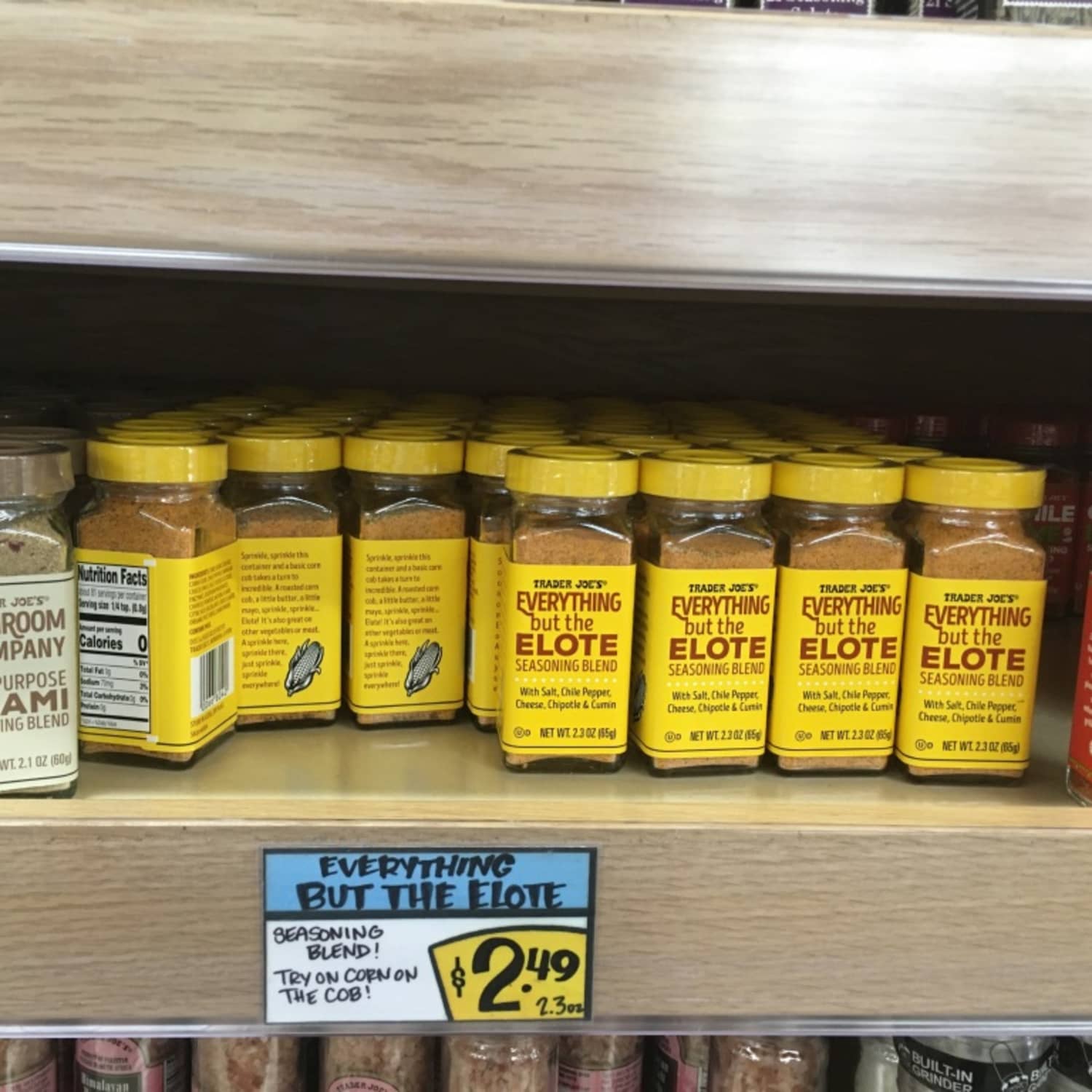  Trader Joe's Everything But The Elote Seasoning Blend 2.3 Oz!  Mix Of Salt, Chili Pepper, Cheese, Chipotle, And Cumin! Perfect For Your  Tasty Homemade Elote Mexican Snack! Choose Your Pack! (