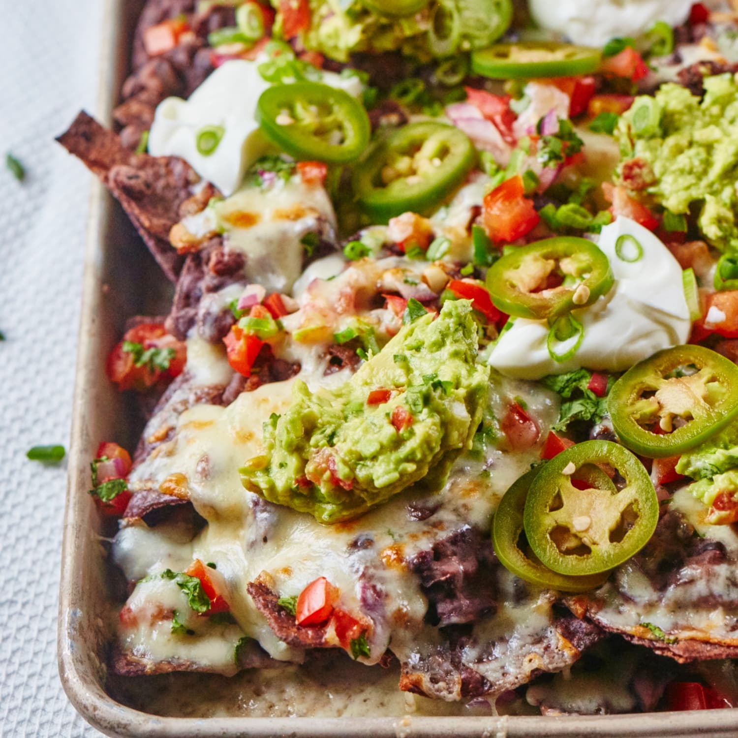 Fully Loaded Black Bean Nachos with Red and Green Salsas Recipe