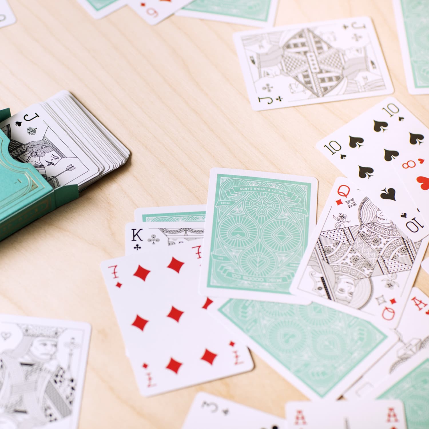 teal playing cards