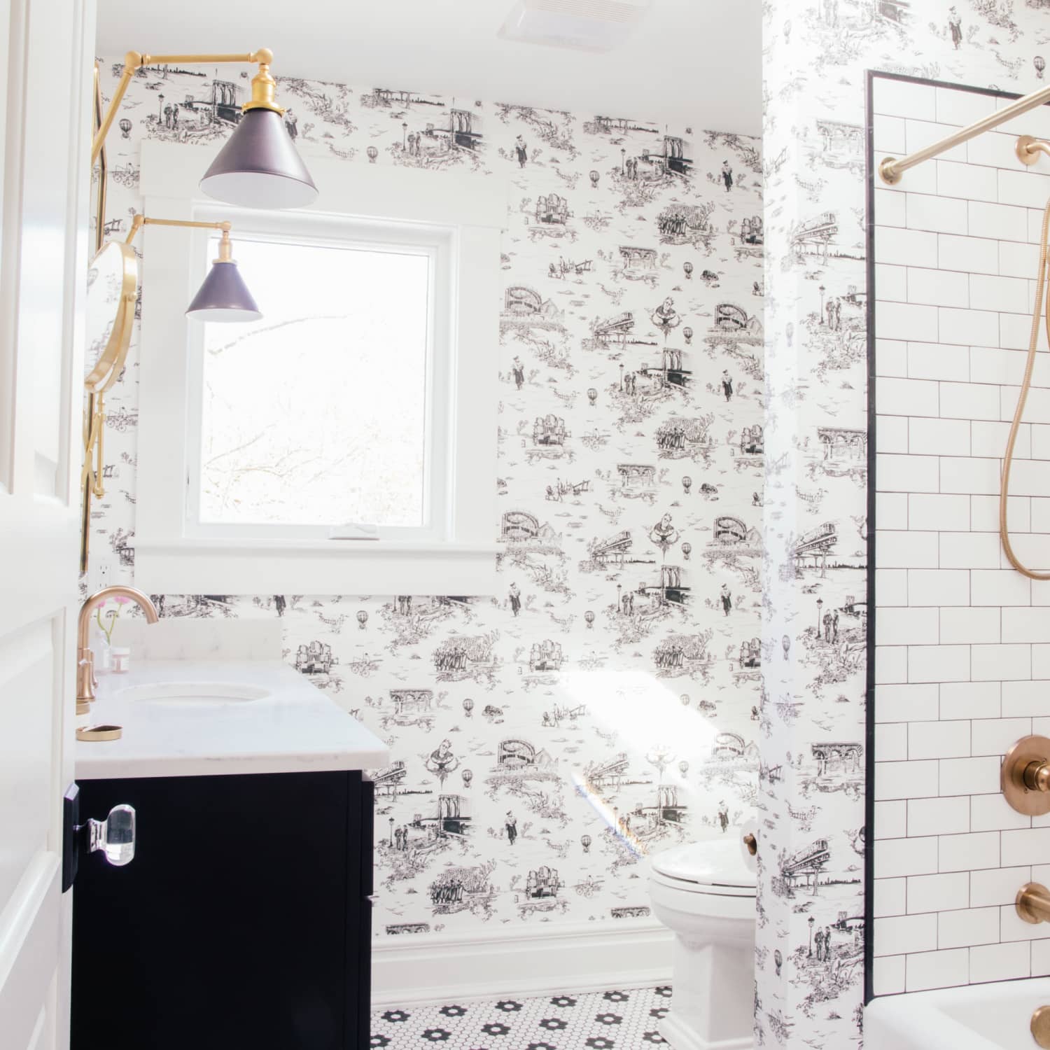 $800 Green, Black, and White Bathroom Redo - Apartment Therapy