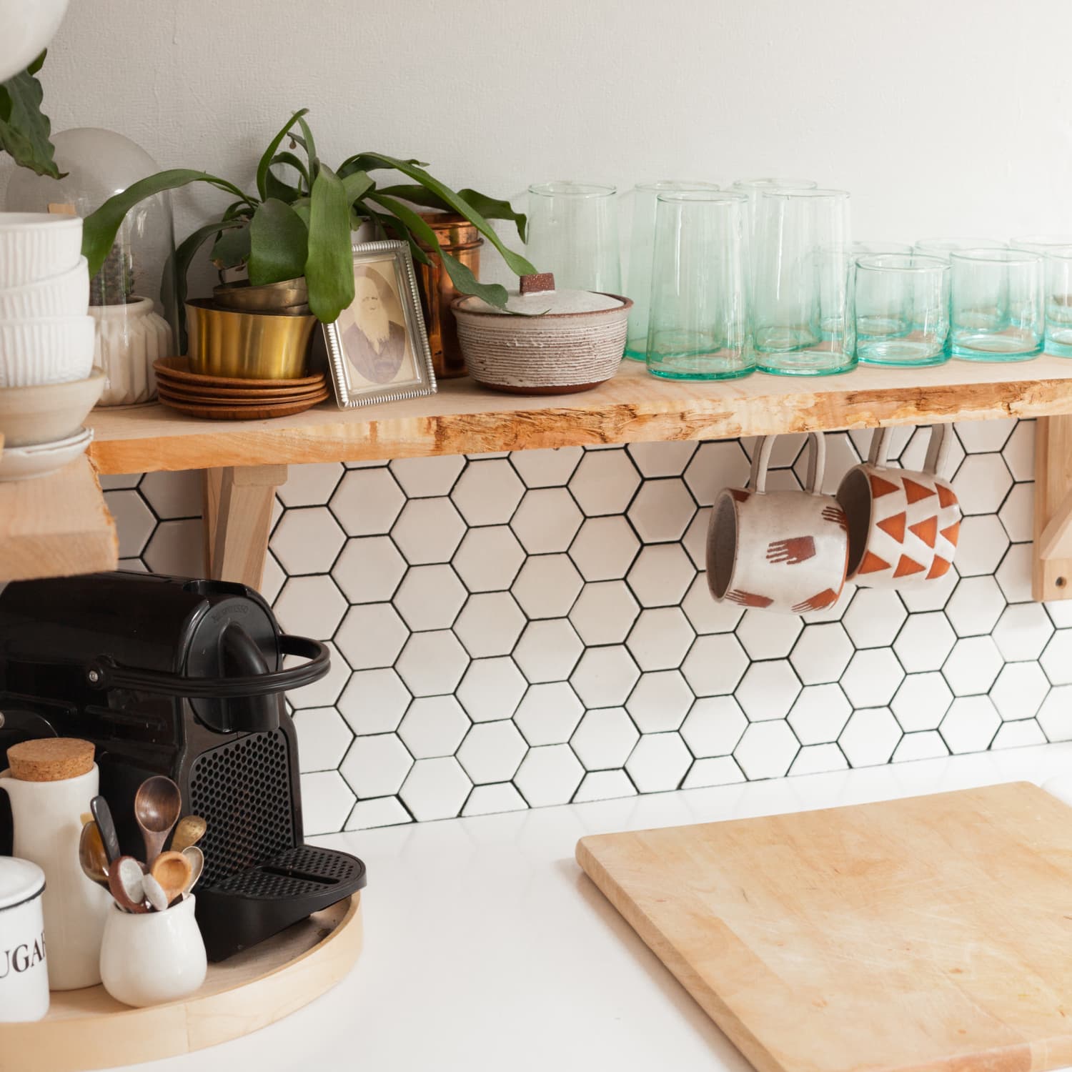 Styling Open Shelves for Organization in a Small Kitchen - Deb and