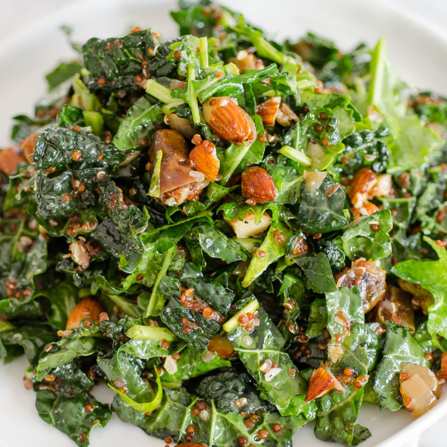 Recipe Kale Quinoa Salad With Dates Almonds Citrus Dressing
