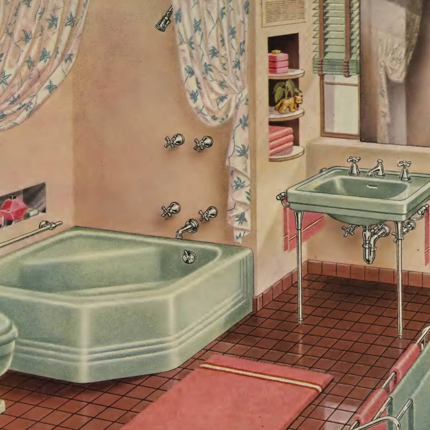 Avocado Green Bathroom Fixtures Modern Renovation Apartment