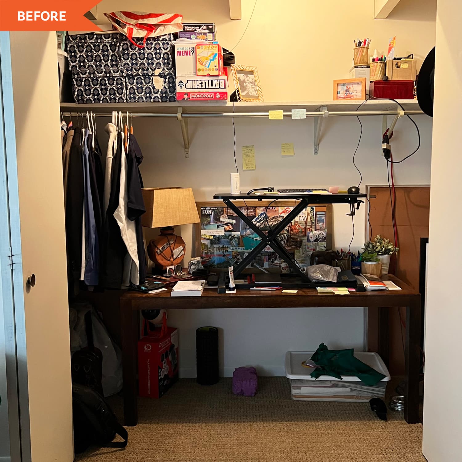 Green DIY Closet Office Transformation for $800 - Before and After Photos