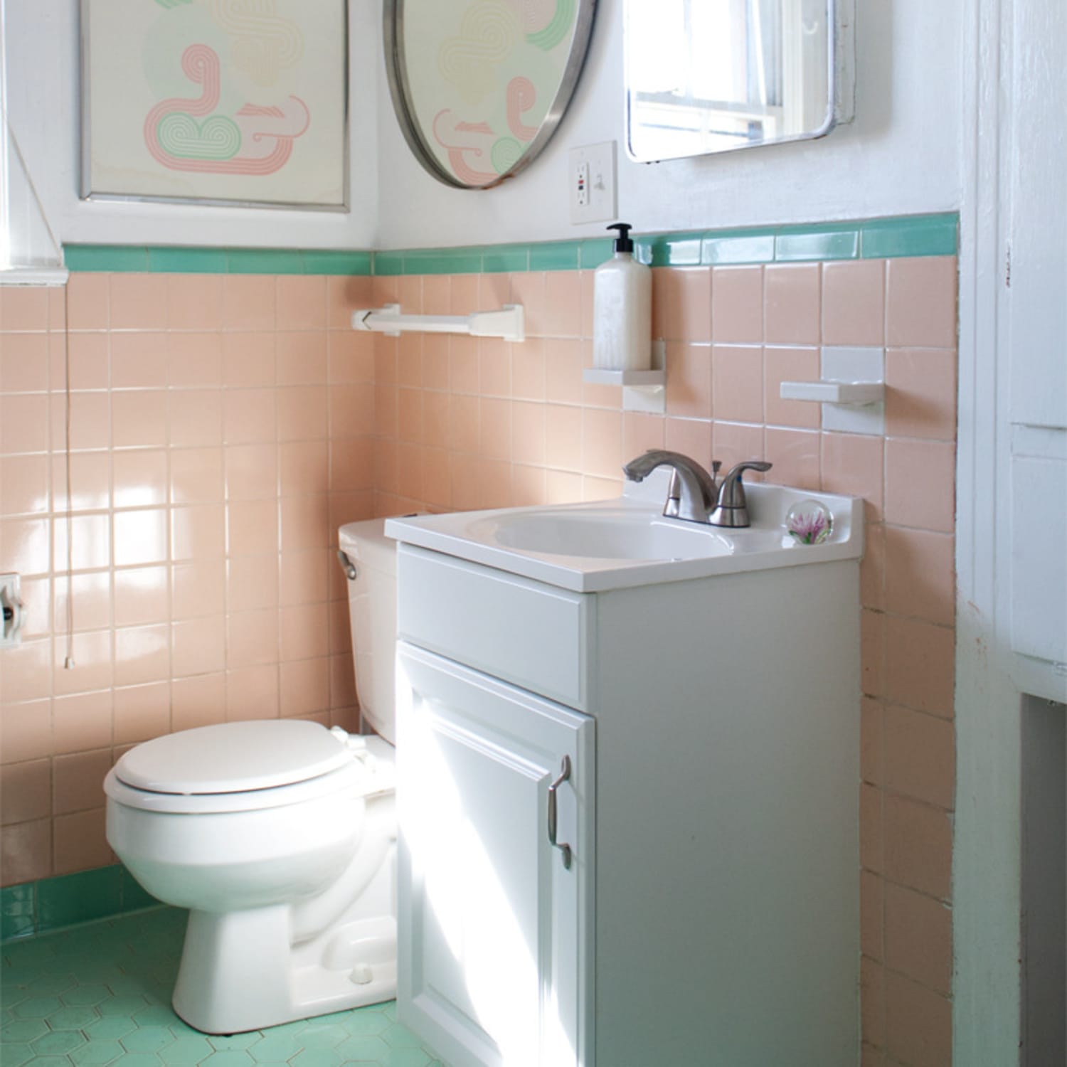 Glass Shelf over Sink - Traditional - bathroom - Elle Decor