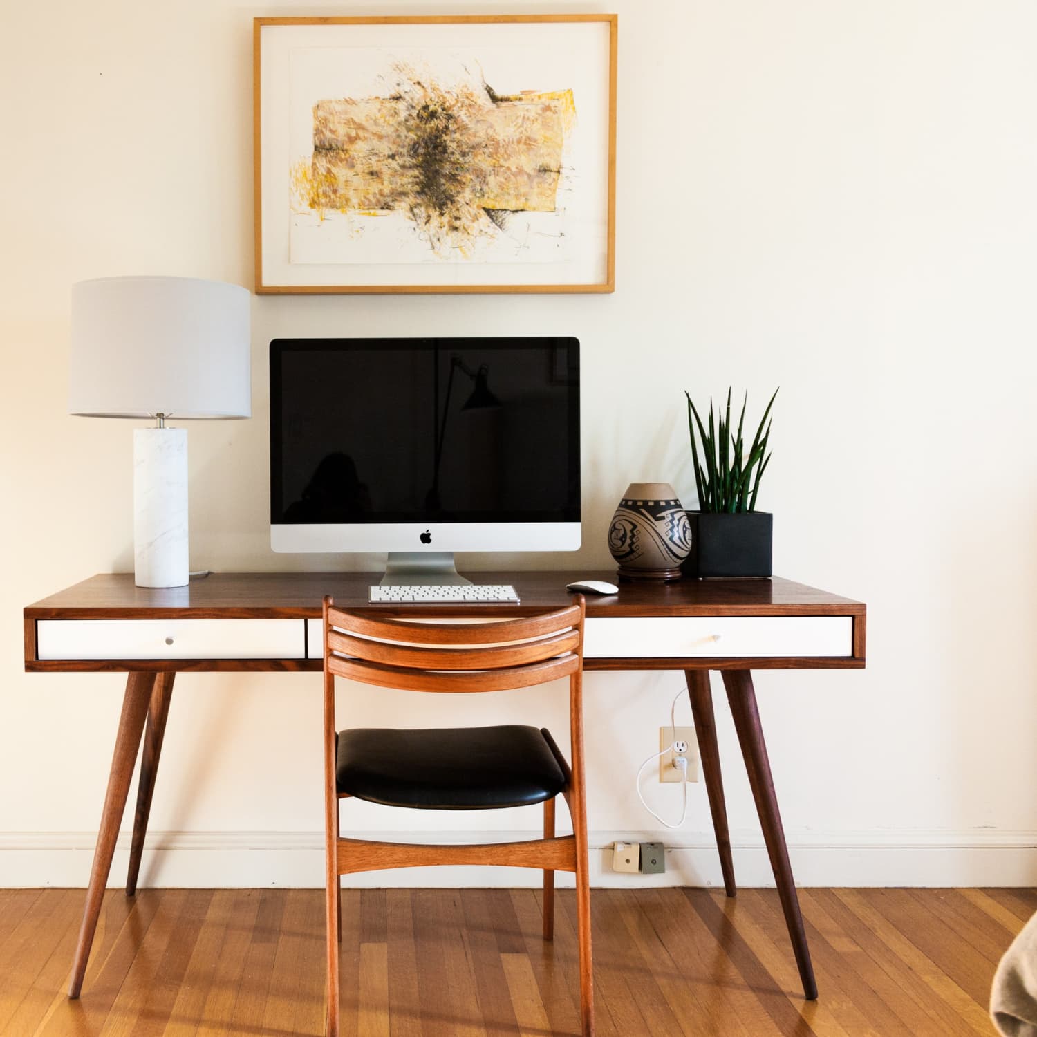 Small Desk Writing Desk for Home Office Wood Computer Desk Mid-century  Modern LOFT OAK DESK 