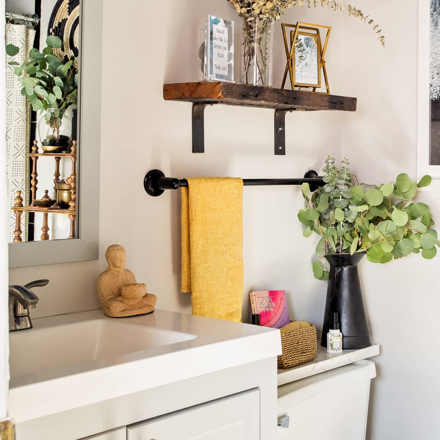 Spirich Home Bathroom Shelf Over The Toilet with 4 Cubbies