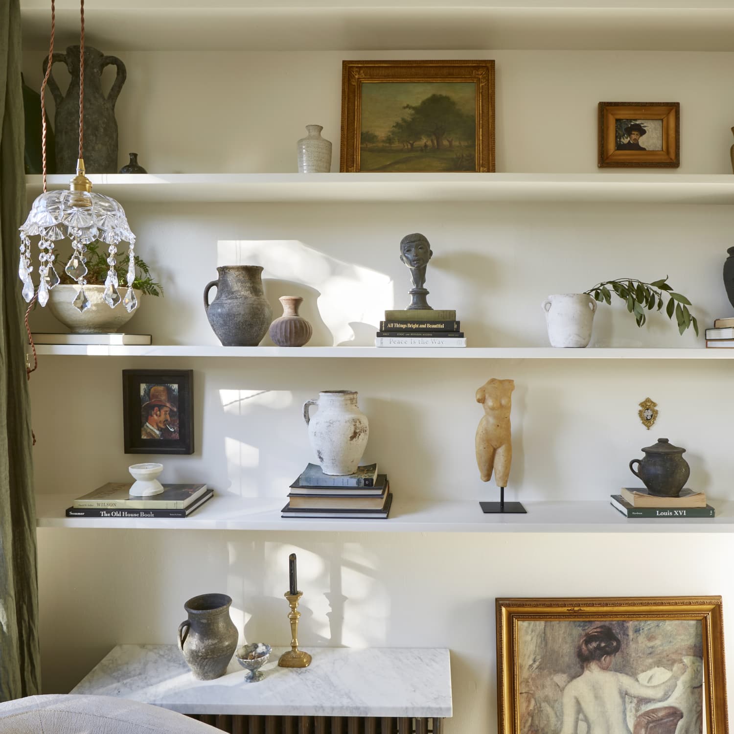 How Athena Calderone Created Her 20' Marble Floating Kitchen Shelf