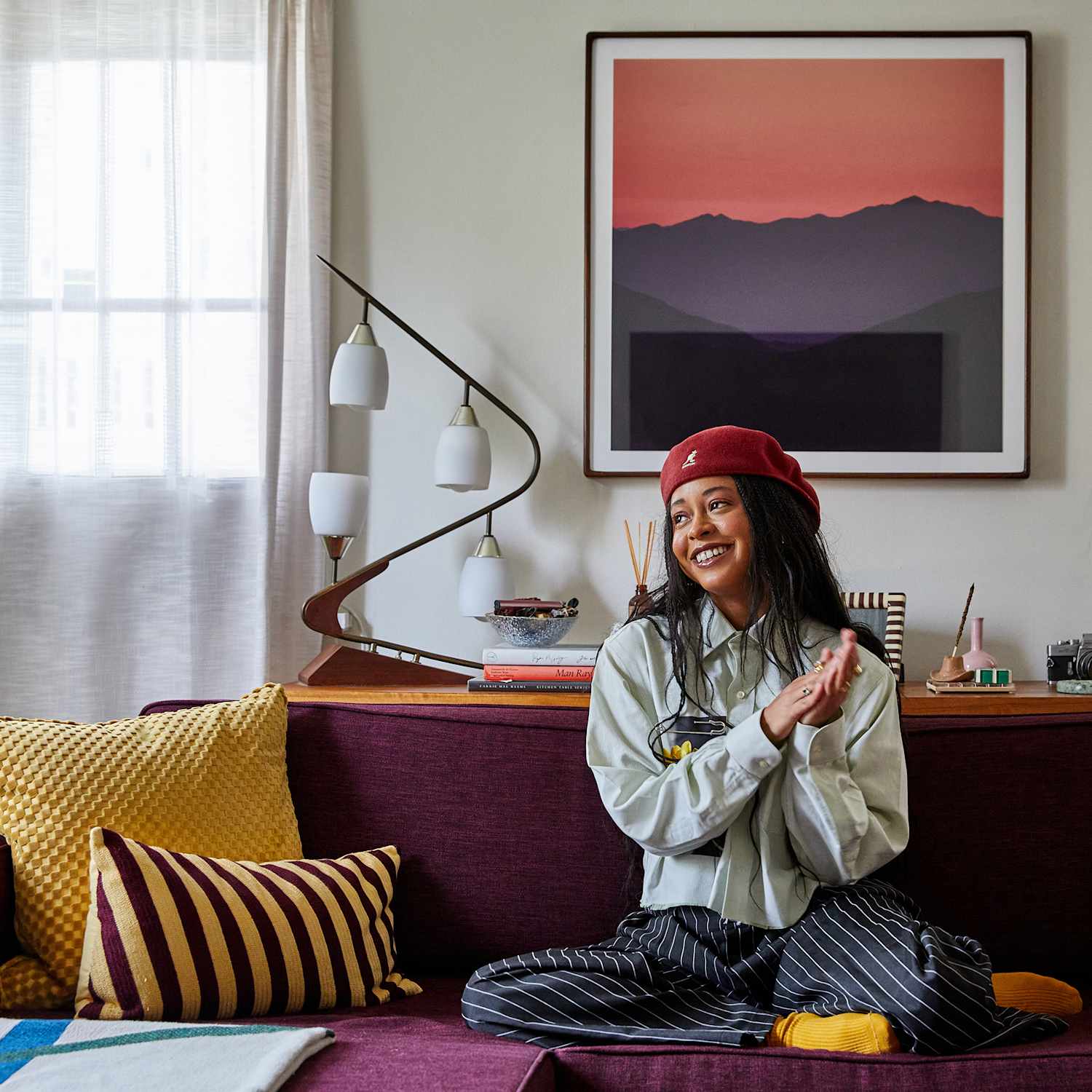 Tour a 1920s Los Feliz Bungalow With a Chic Purple Sofa 