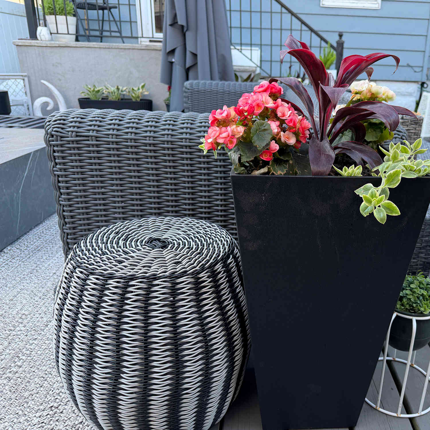 hanging plant hook Medium Matte Black Plant Hanger, Tear Drop Hanger, Planter With Saucer main image 1