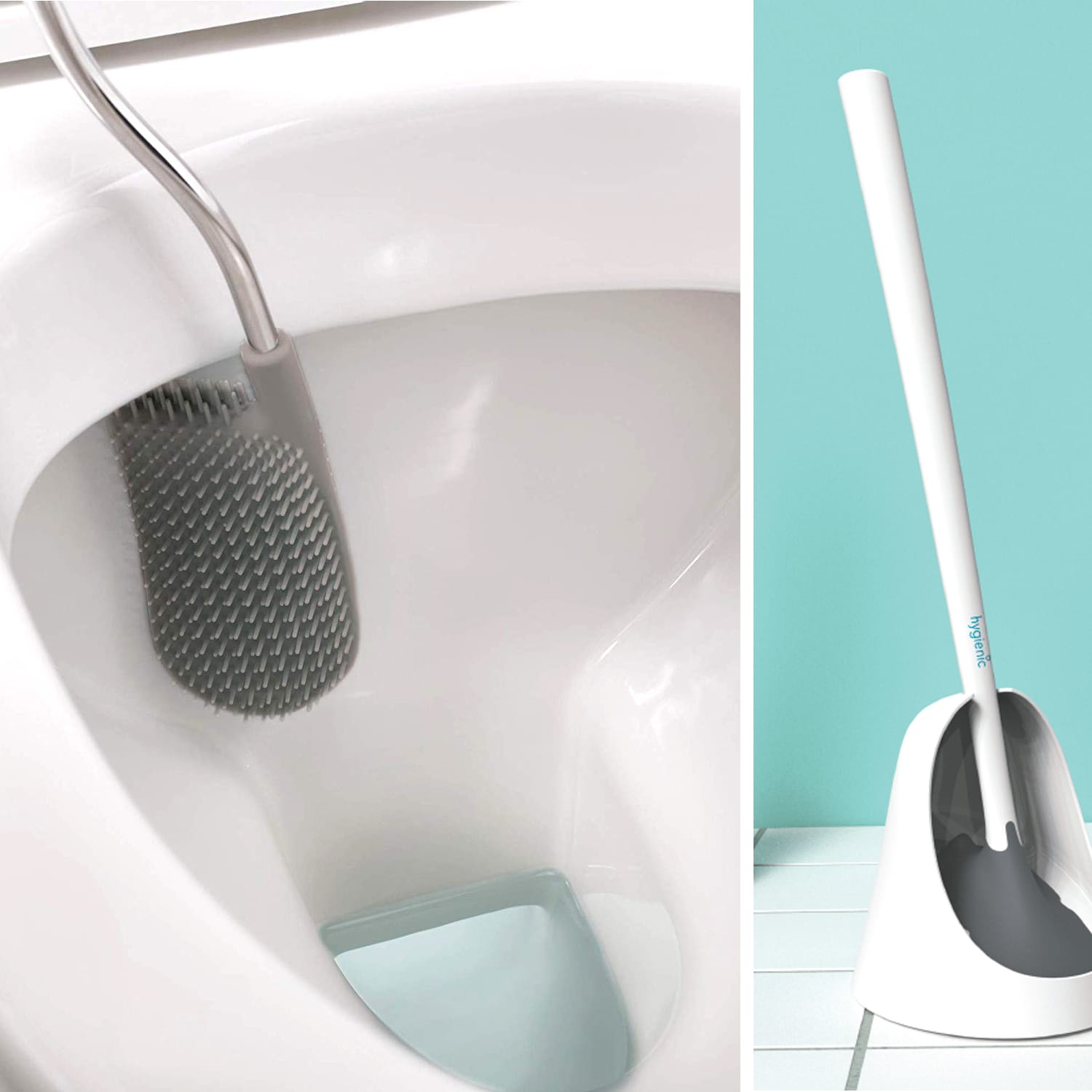 Flexer Silicone Toilet Brush, Silicone Toilet Brush and Holder Flat Head Flexer  Brush for Toilet Rubber Toilet Brush, Deep Cleaning Flexersilicone Toilet  Bowl Brush with Removable Bottom for Bathroom Gray