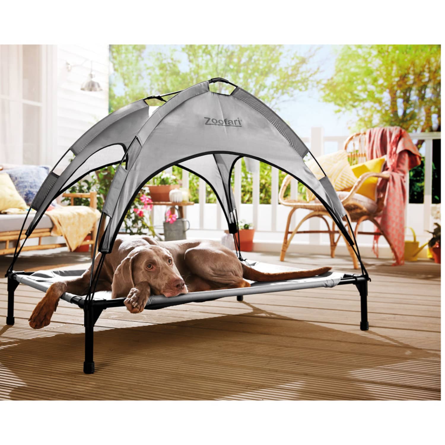 dog bed with sunshade