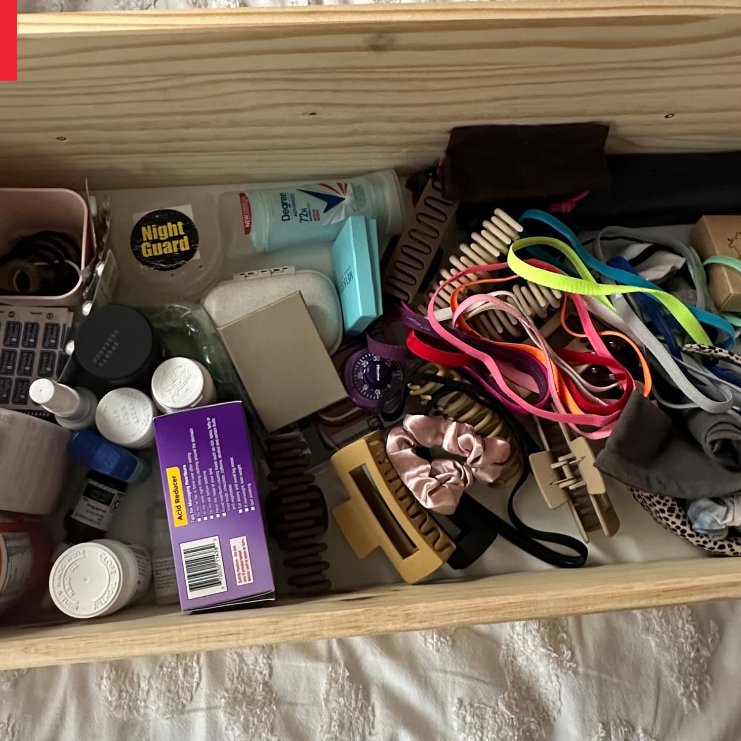 Found this 2-drawer organizer for less than $2 at Walmart. Works