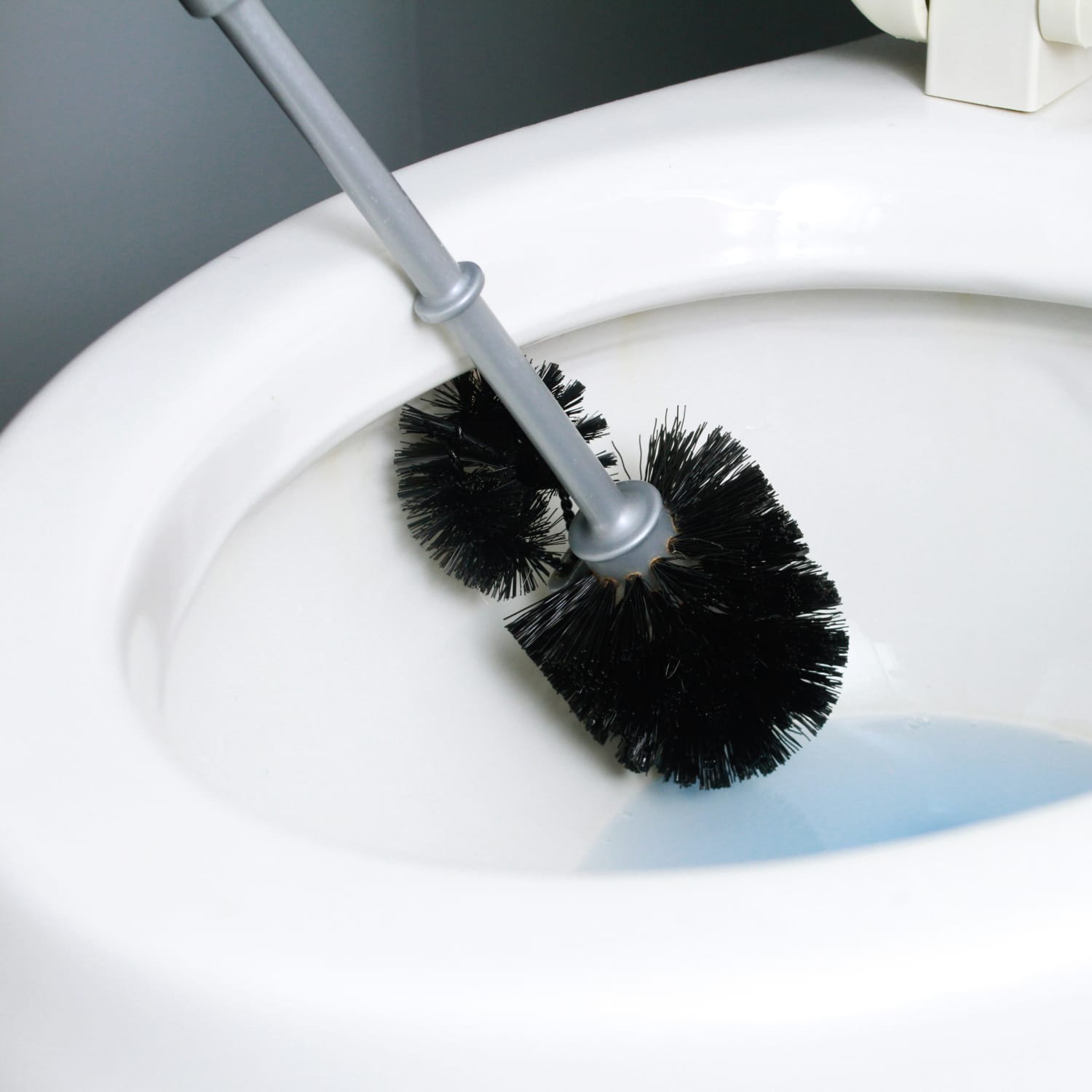 Toilet Bowl Brush with Rim Cleaner and Holder Set Black & White