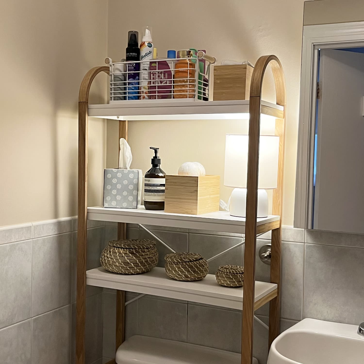 Two-Tier Metal Shelves Over The Toilet Storage Shelf Bathroom