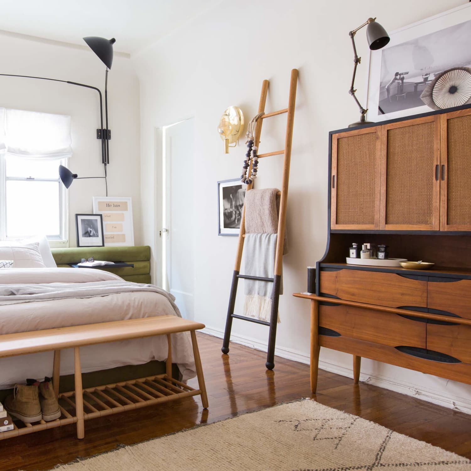 How To Create A Cheap Chic Wall To Wall Diy Headboard For Your Bedroom Apartment Therapy While a headboard is great, in front of a window it can often block out precious light, especially if there are no here's another example of using curtains to create a headboard of sorts. cheap chic wall to wall diy headboard