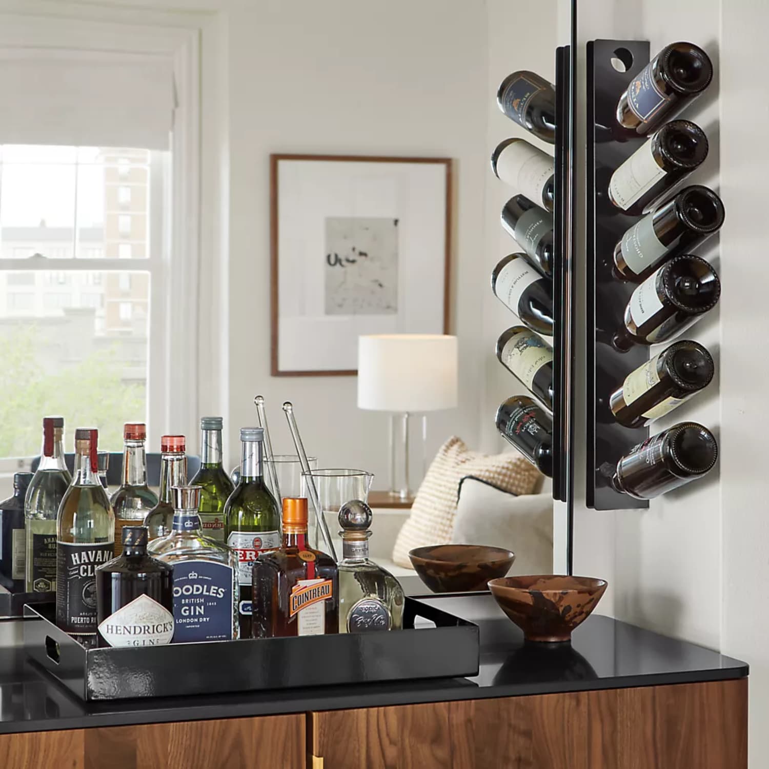 Industial Wall Mounted Wine Ack With Bottle Ack -Black