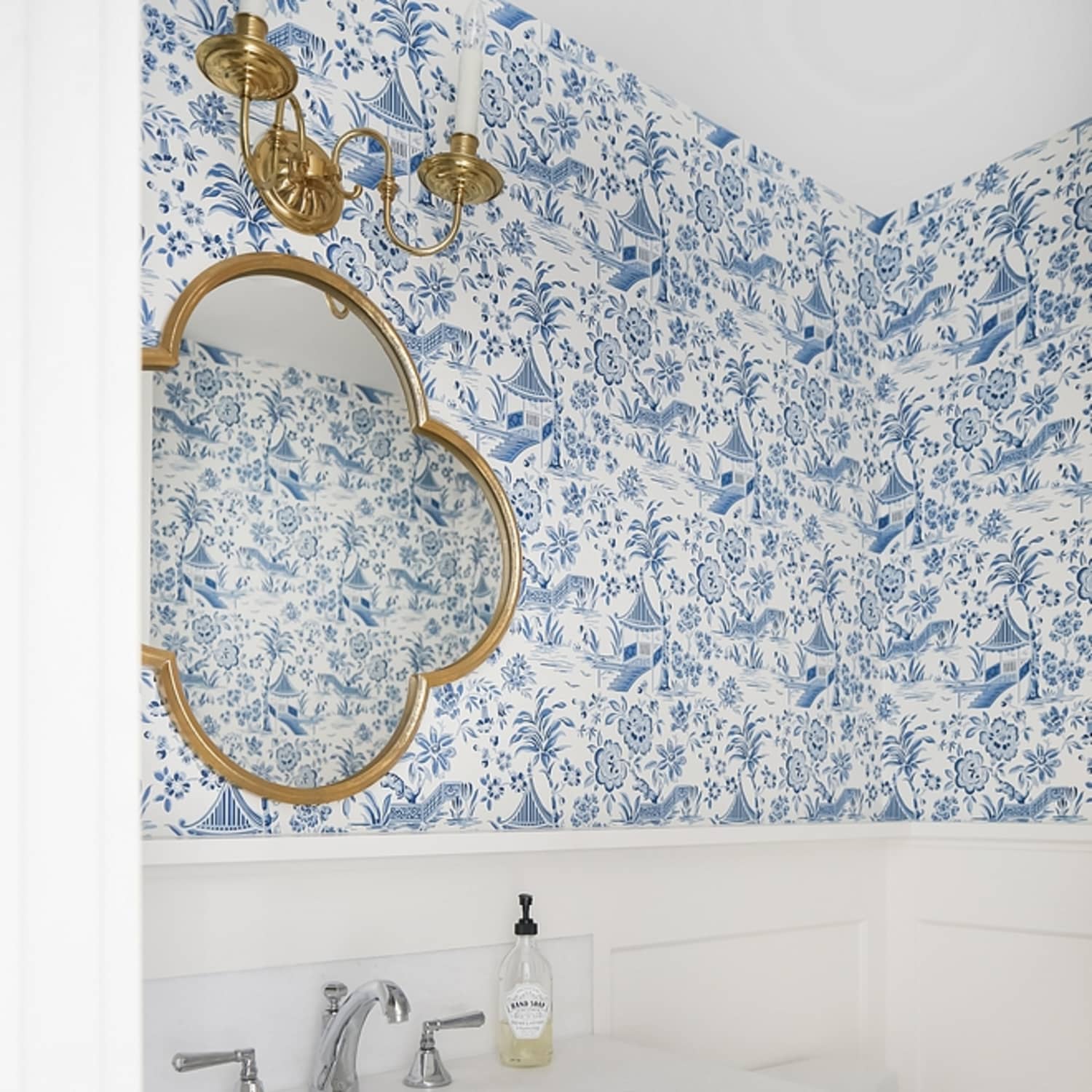 Bedroom Blue Toile Wallpaper