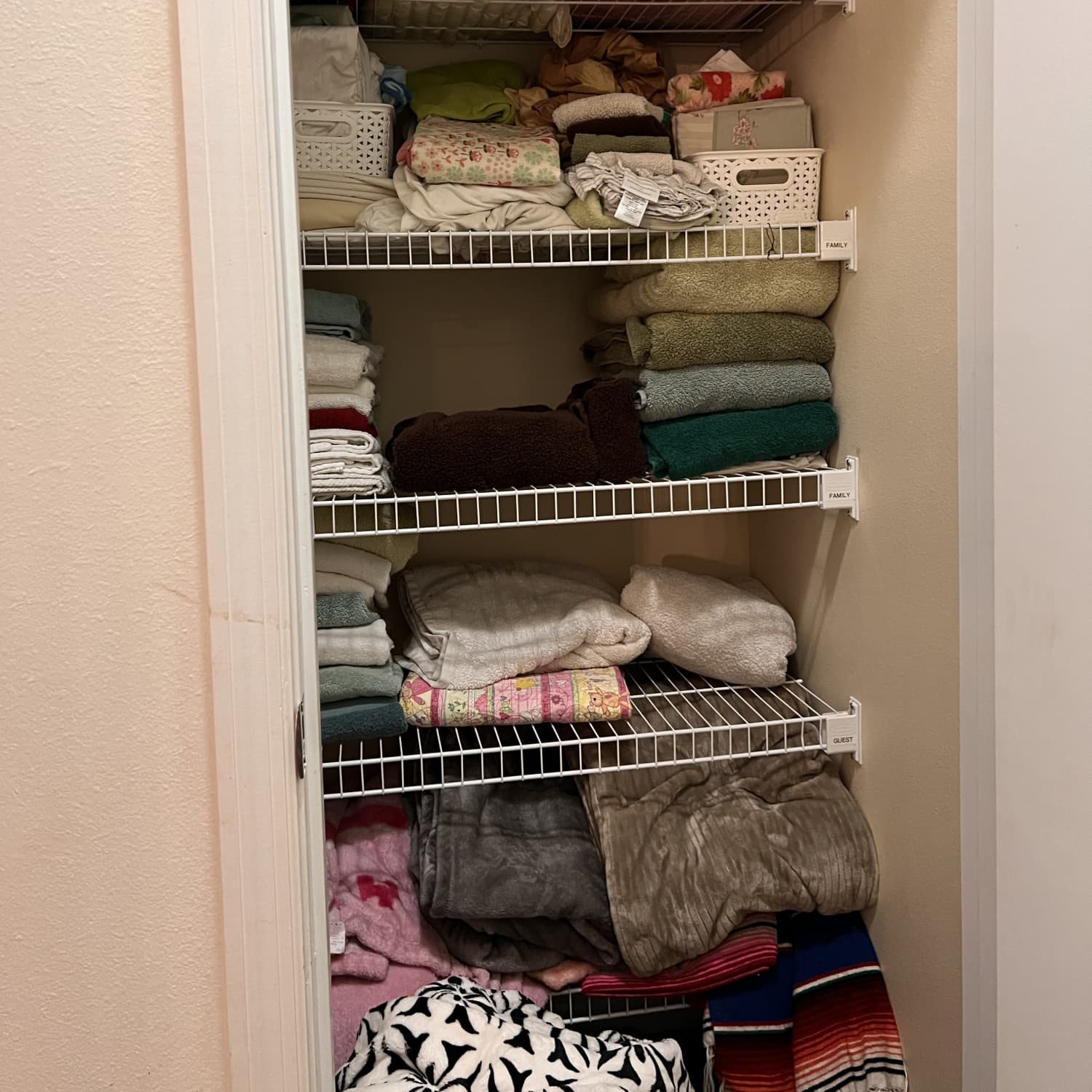 Towel linen storage top