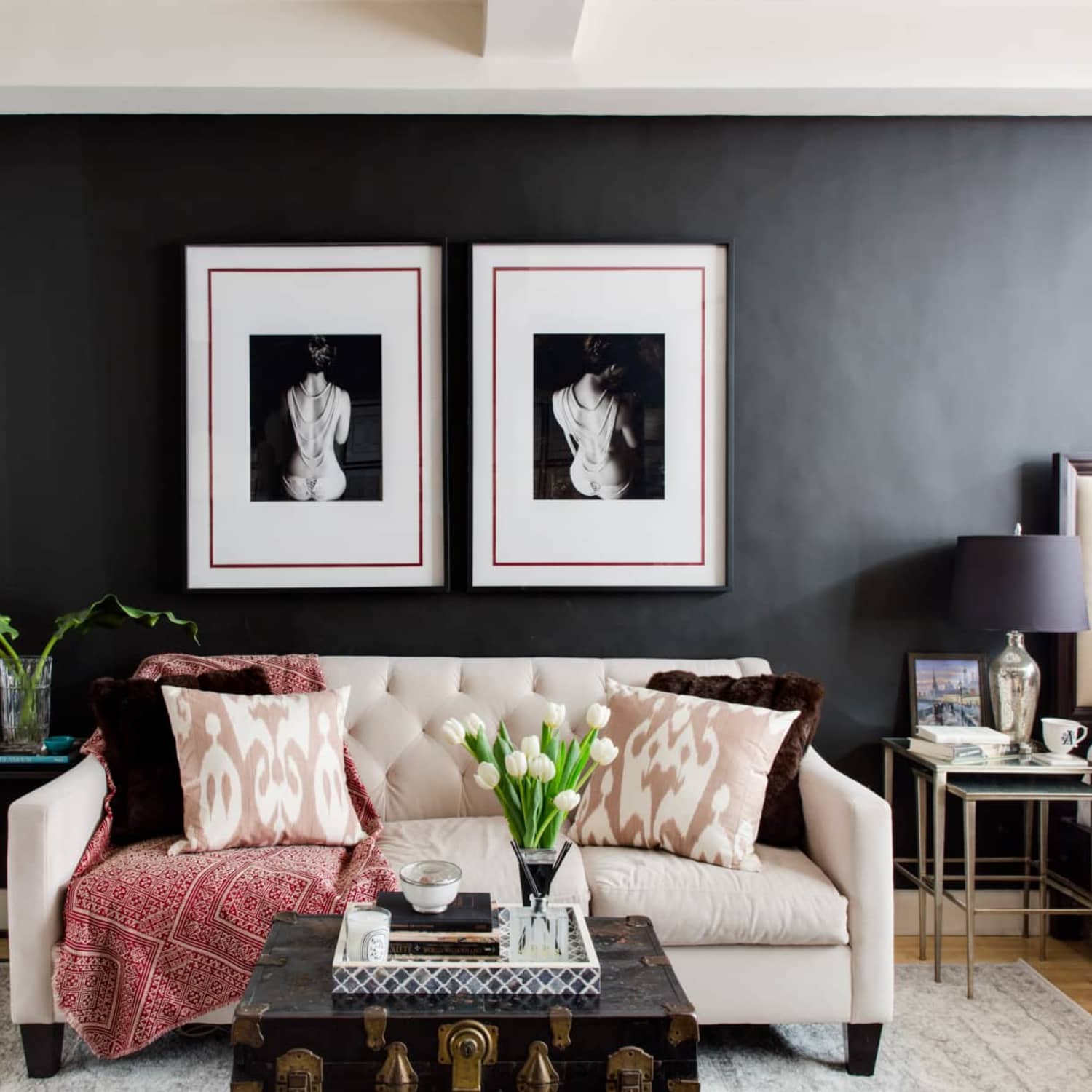 Black beige and online grey living room