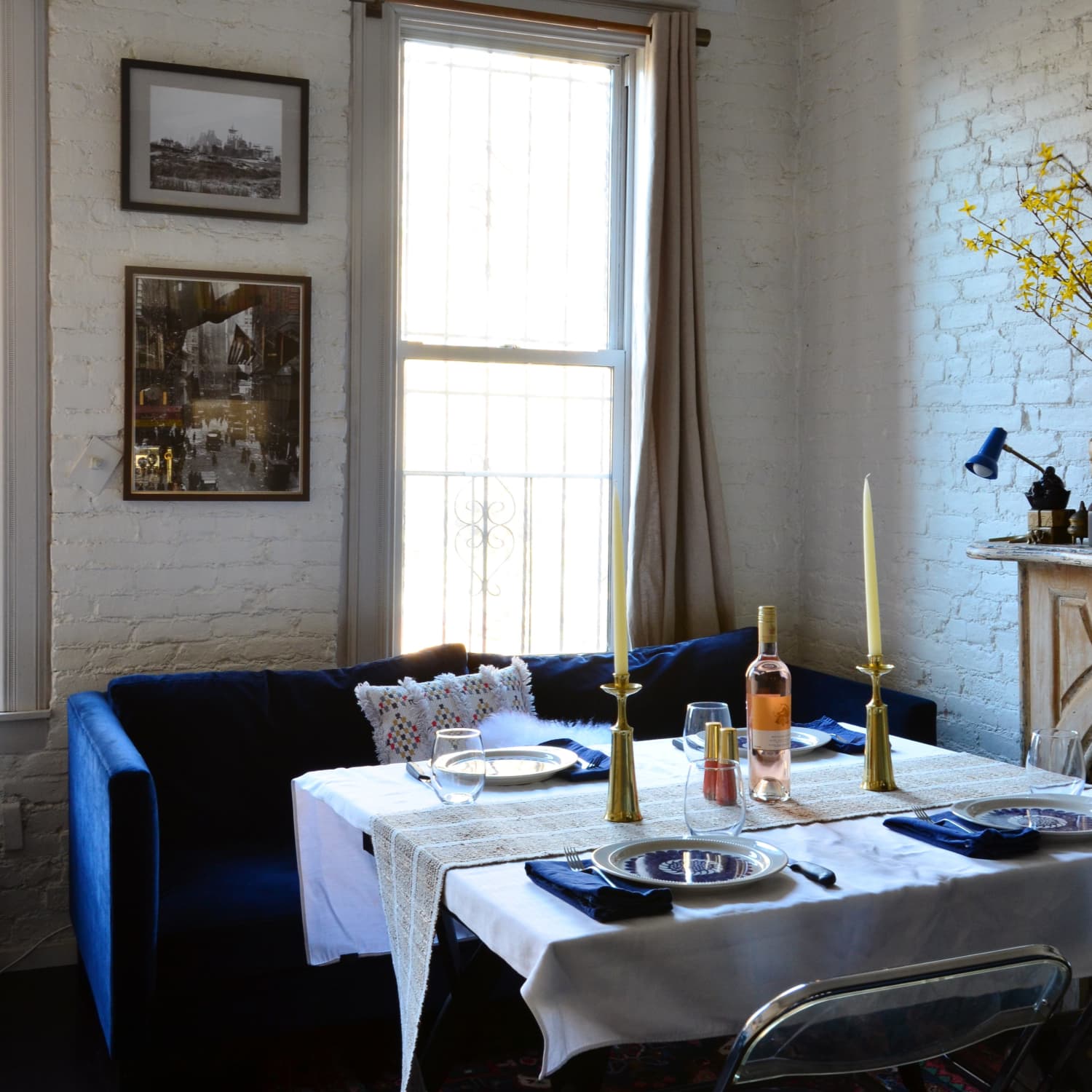 Dining table clearance next to wall