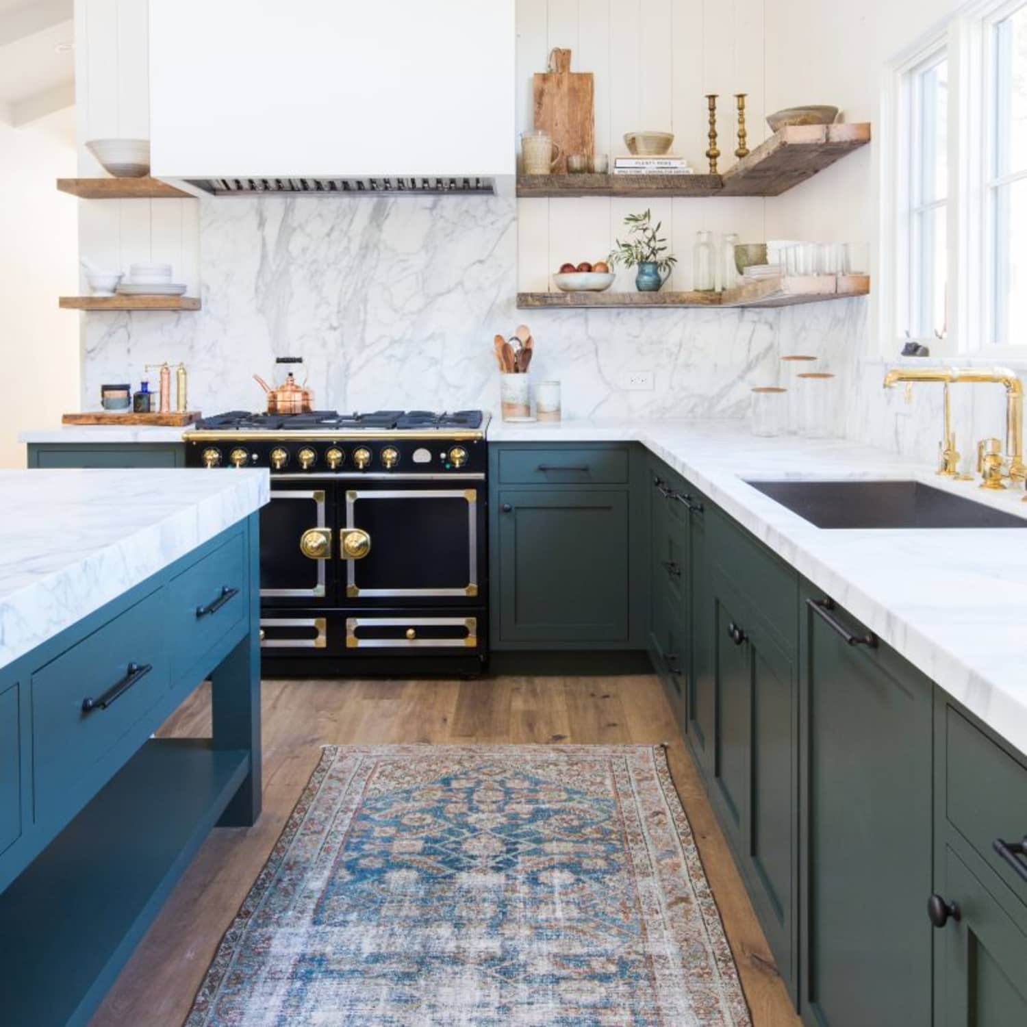 Color Ideas for the Kitchen Dark Teal Cabinets Apartment Therapy