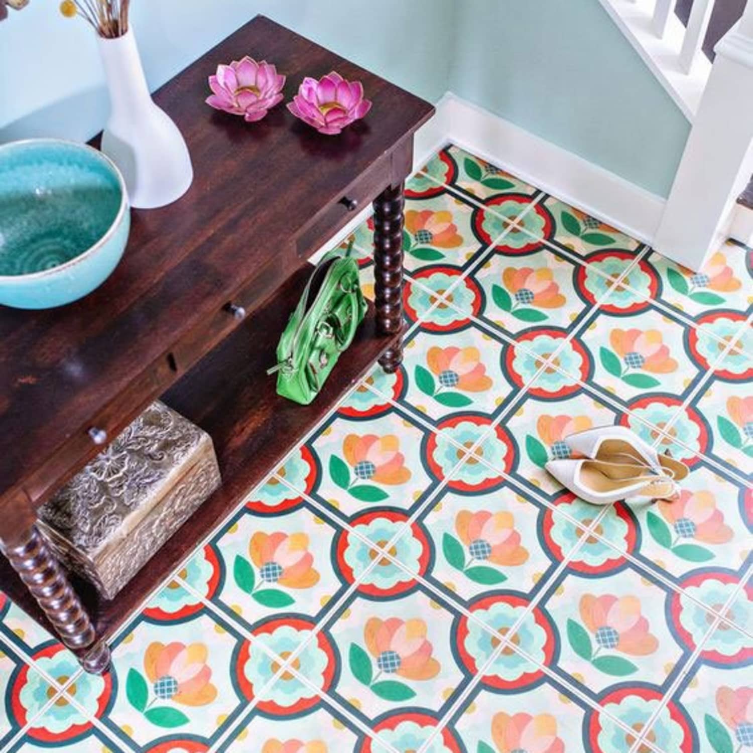 Patterned vinyl discount floor tiles