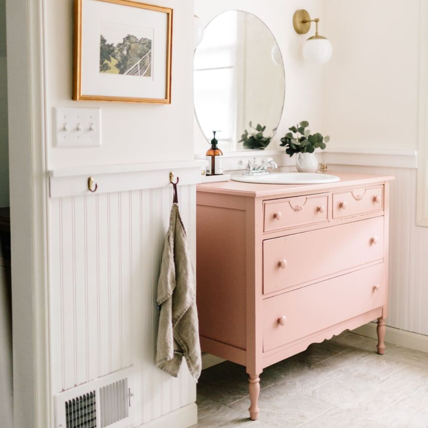 using dresser as bathroom vanity