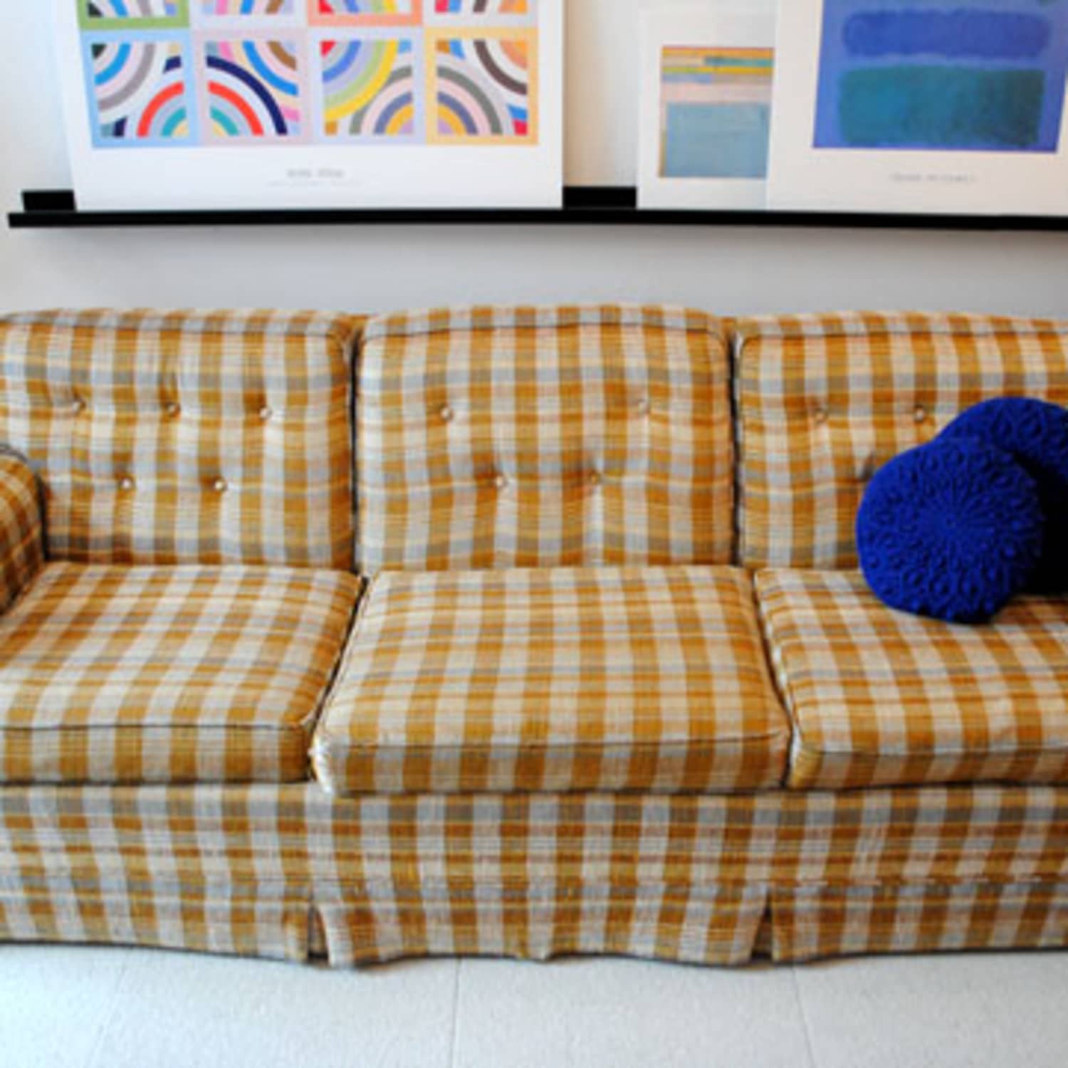 Yellow plaid couch top