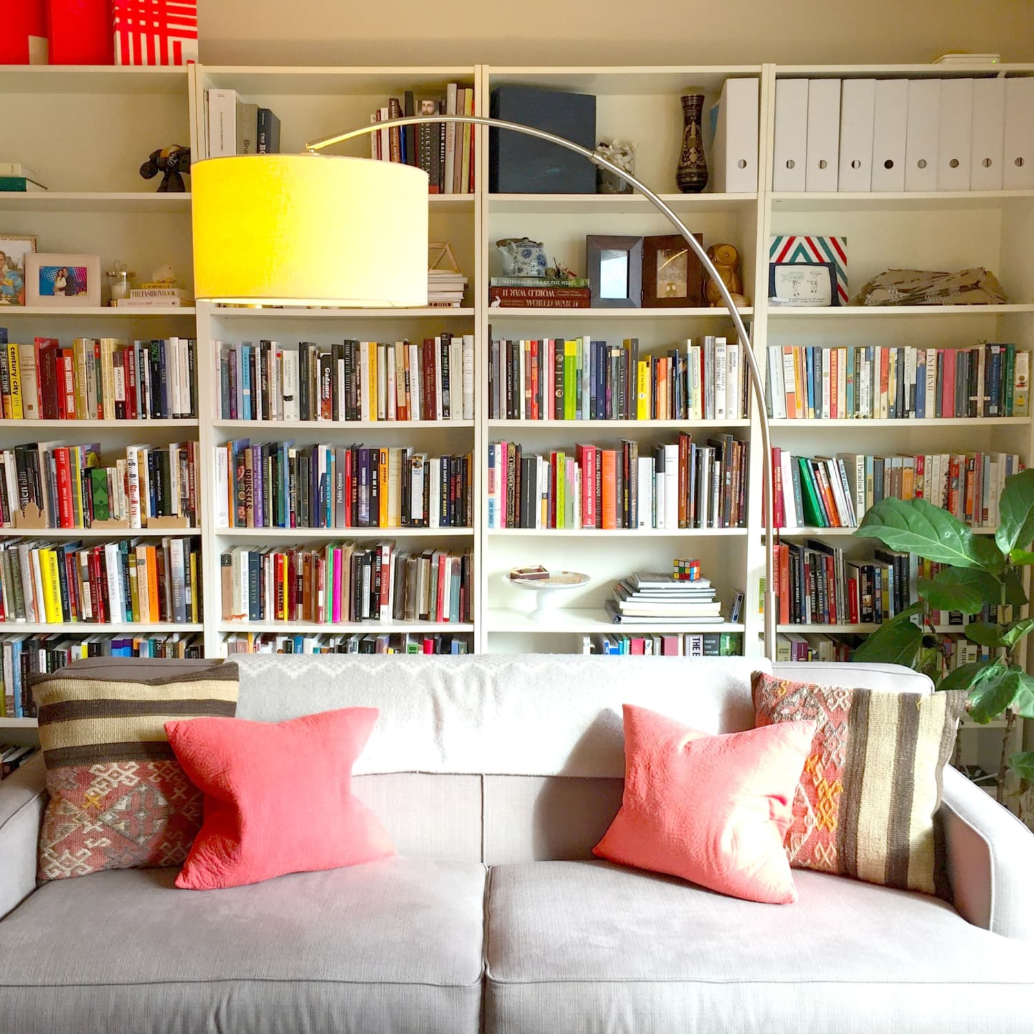 Bookshelves shop above couch