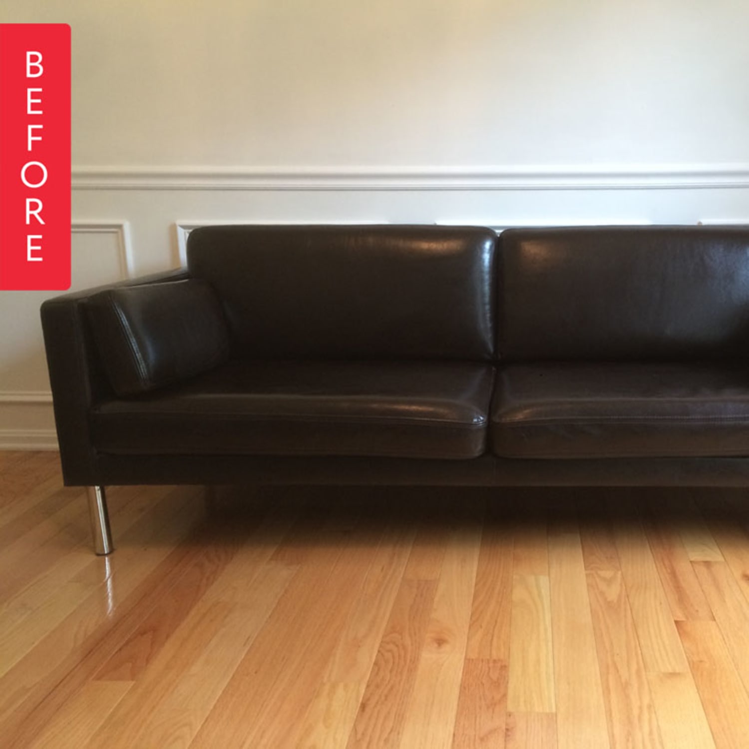 Before After DIY Painted Leather Sofa Project Apartment Therapy