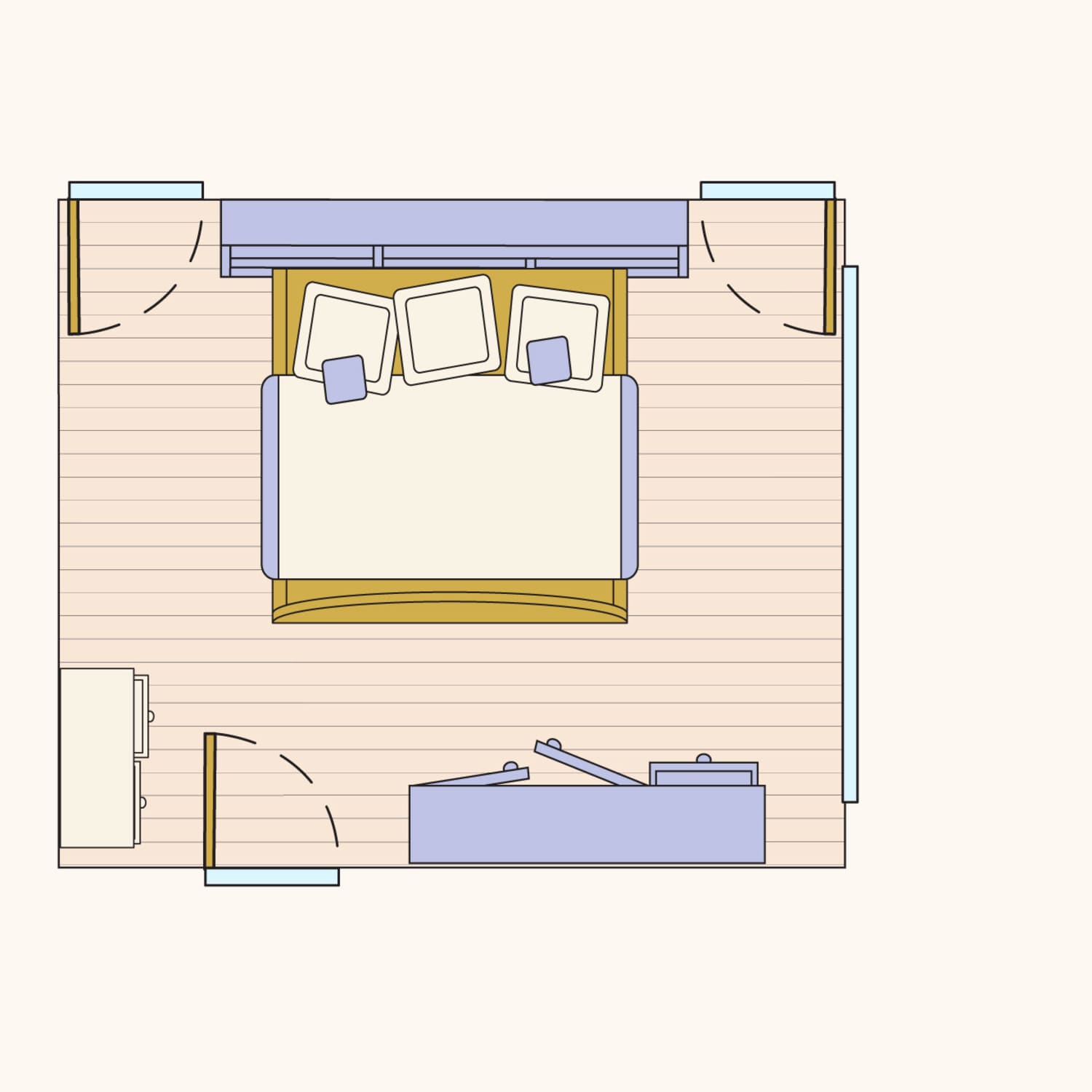 King bed in shop small room layout
