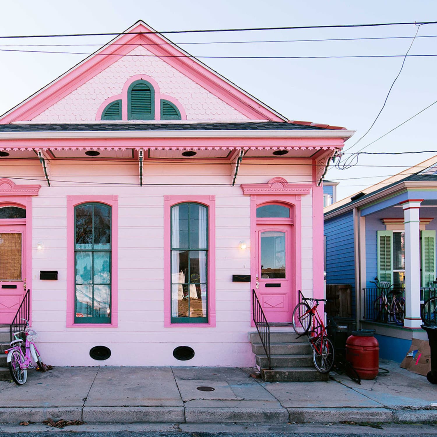 Purple colour house store outside