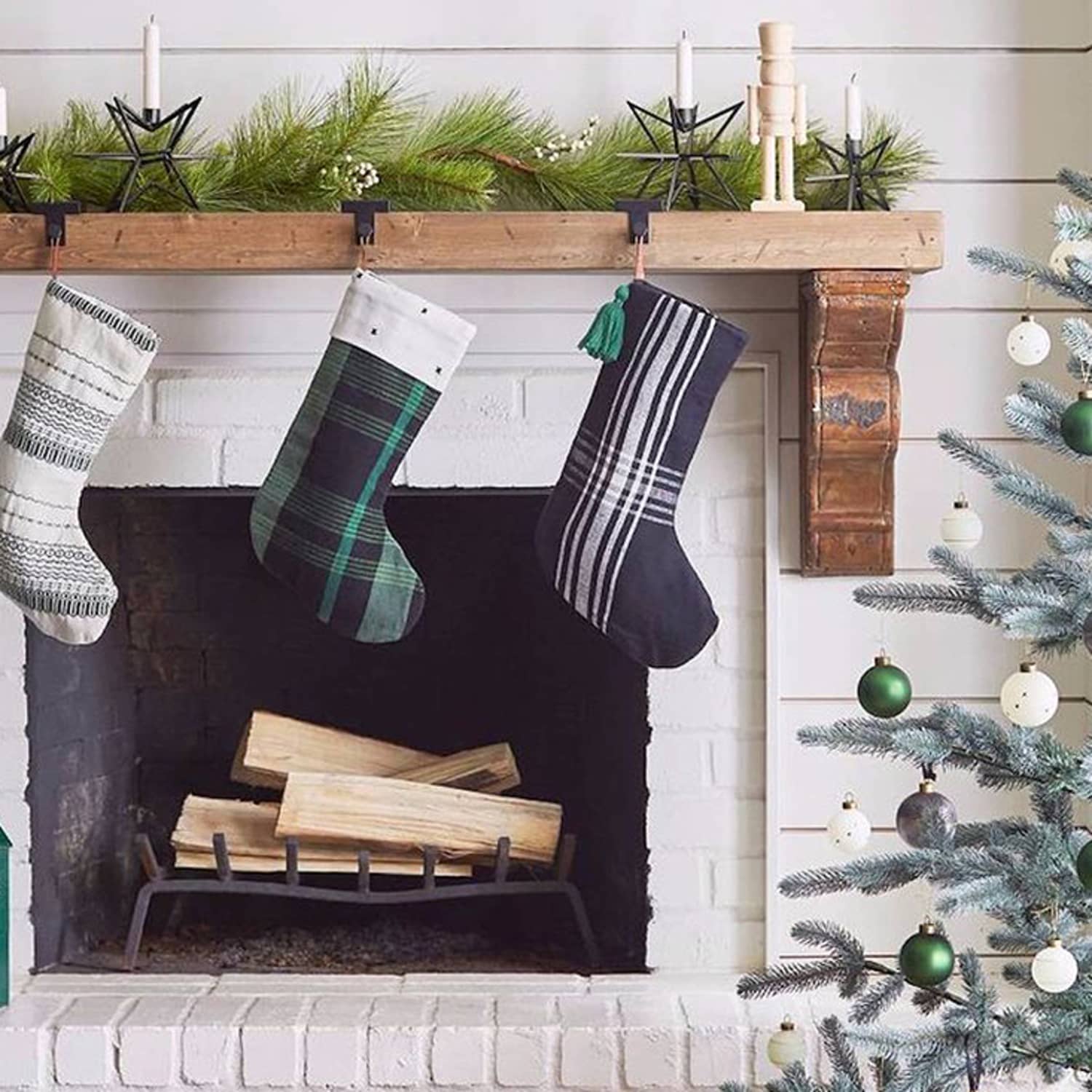 Stockings top on fireplace
