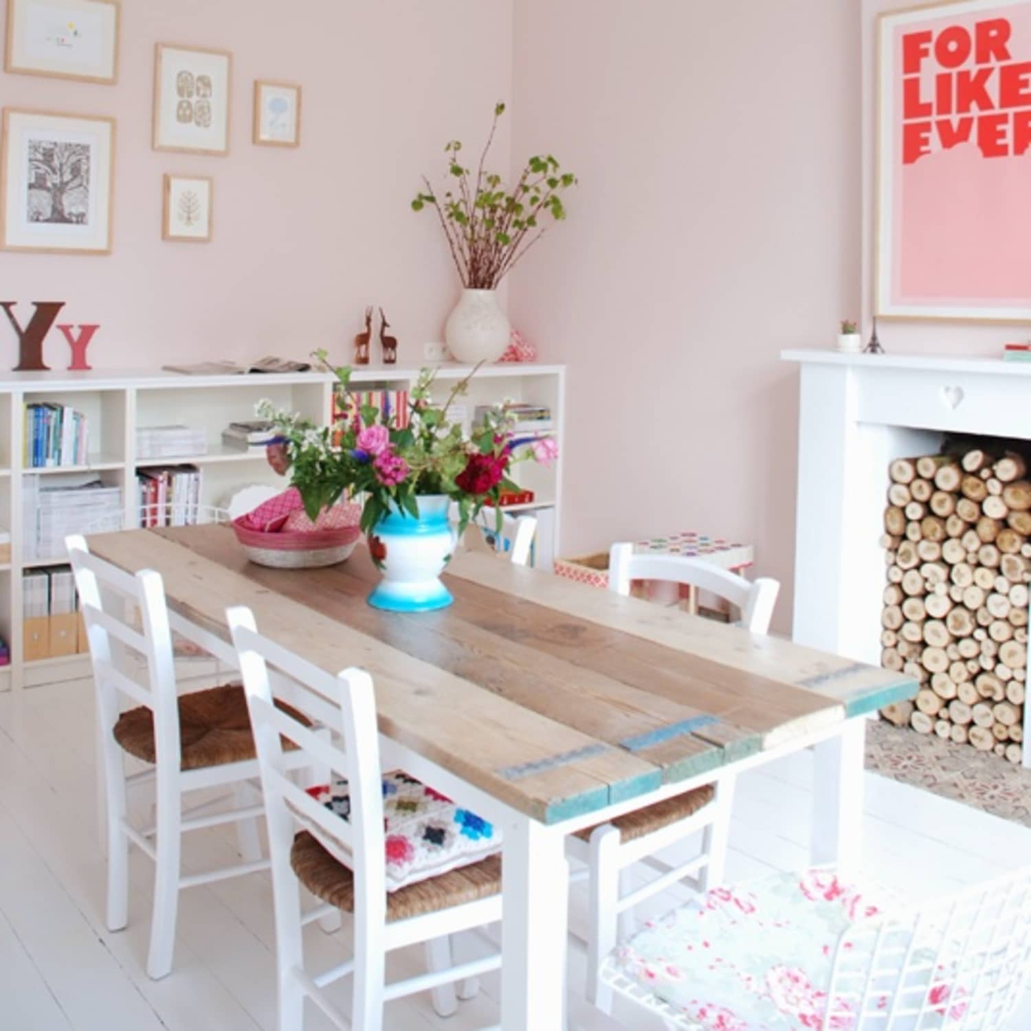 Light pink deals dining room