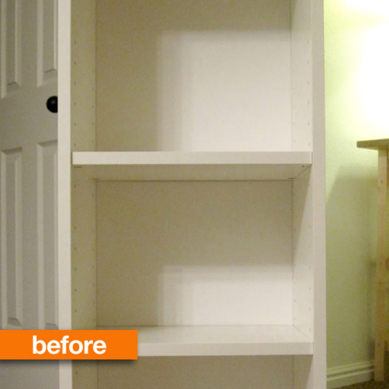 Before After Boring IKEA Billy Bookshelf to Rad Reading Bench