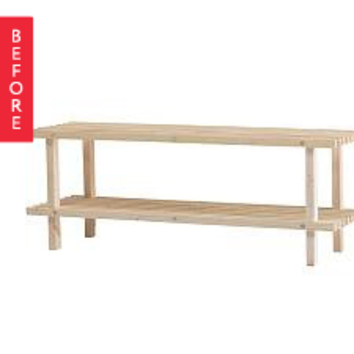 Before After IKEA Shoe Rack Turned Slat Table Apartment Therapy