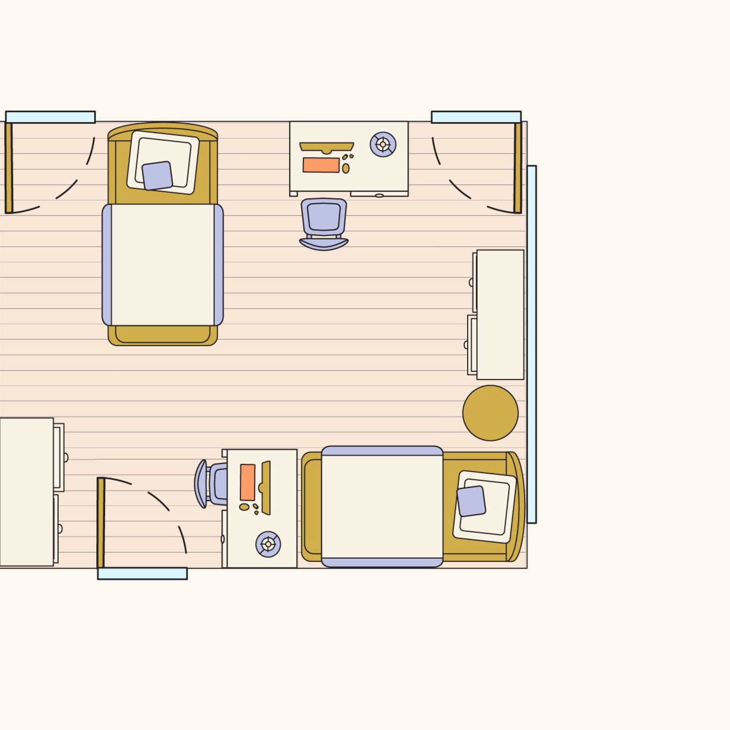 Ideas for Laying Out Two Twin Beds in a Bedroom Apartment Therapy