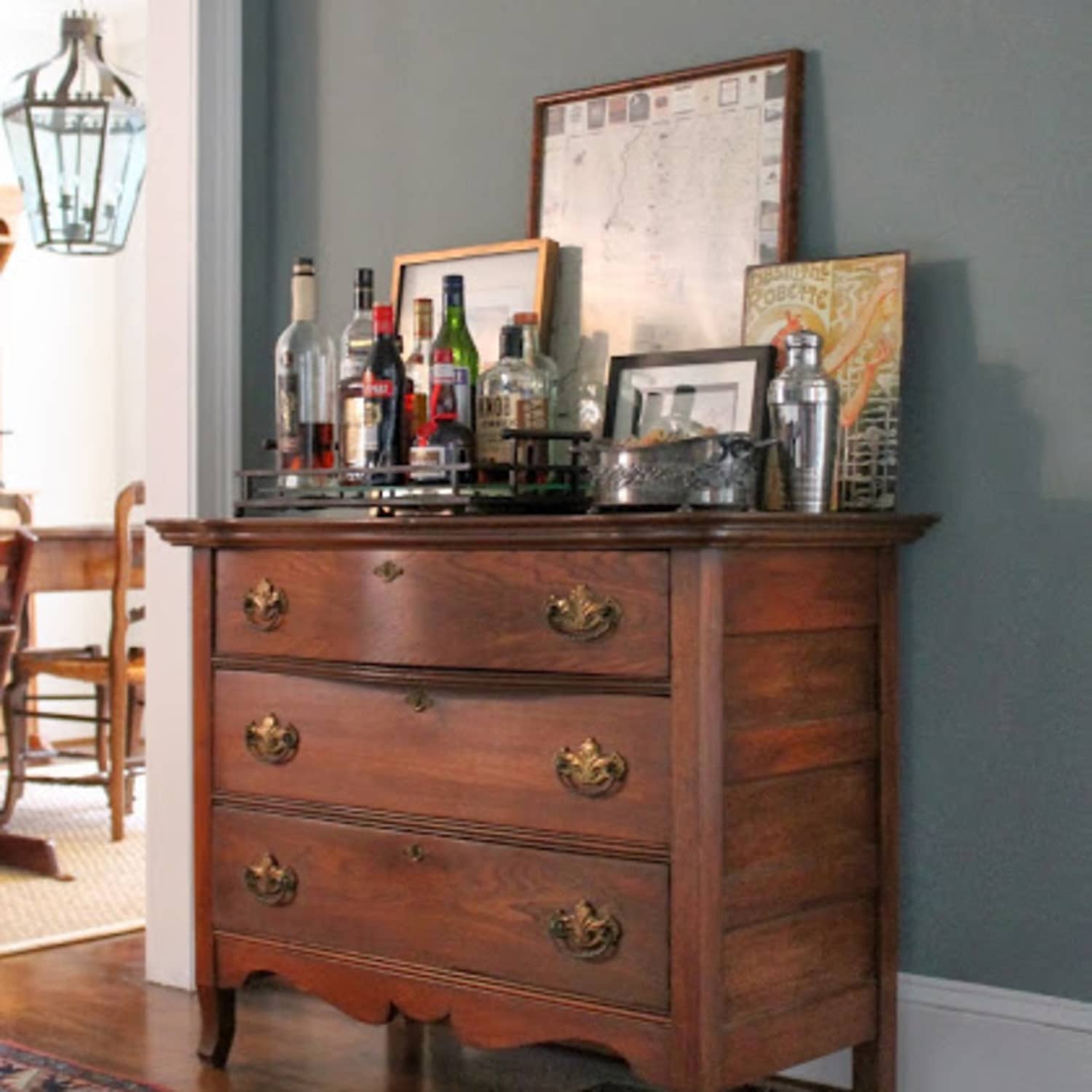 Repurposed dresser store into bar