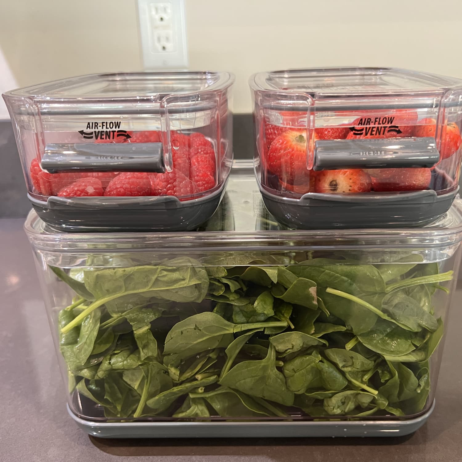 Produce Saver Storage Containers - Fresh Vegetable Fruit Storage Containers - Fridge Food Storage Containers - Keep Vegetables Fresh Easy to Clean