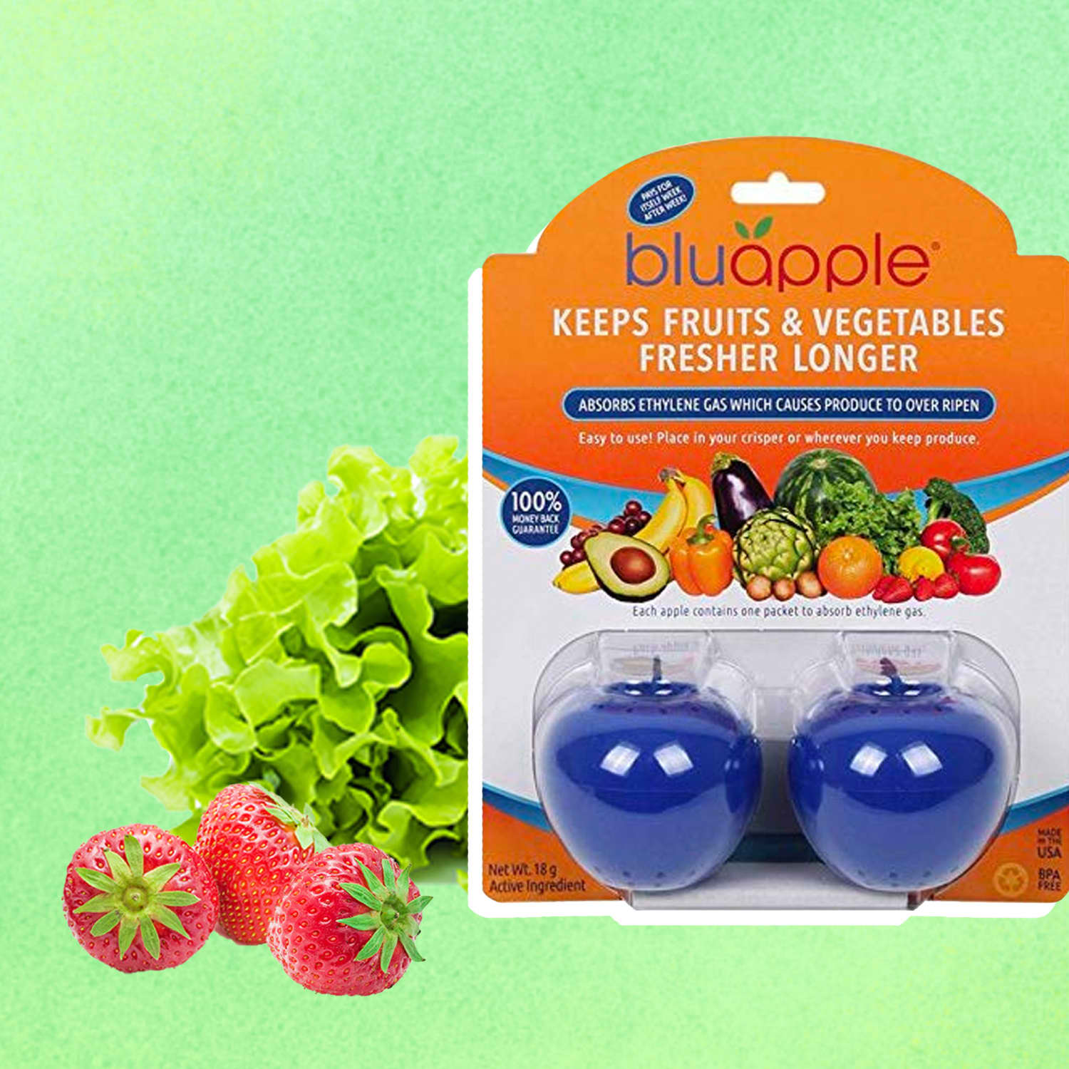 Bluapple Blue Produce Freshness Balls to Keep Fruits and Vegetables Fresher 