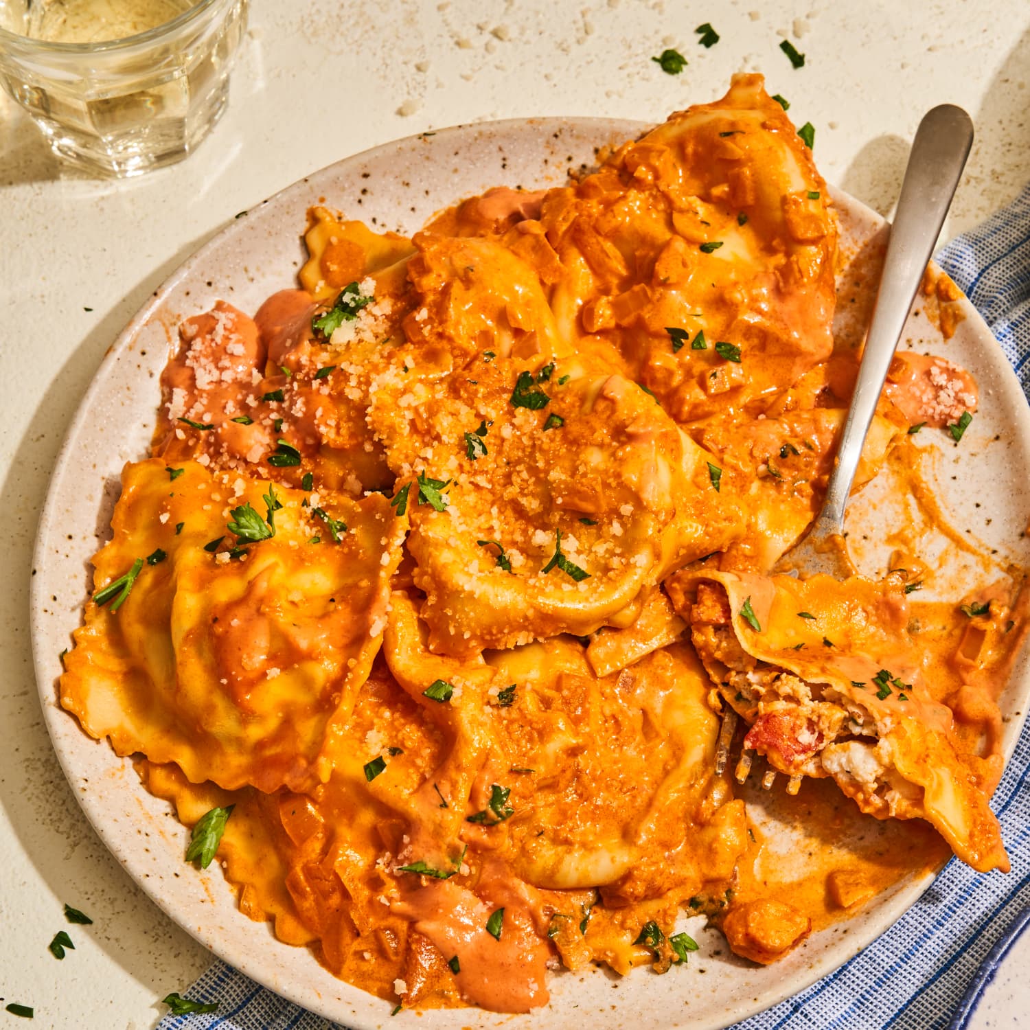 Lobster Ravioli with Tomato Cream Sauce