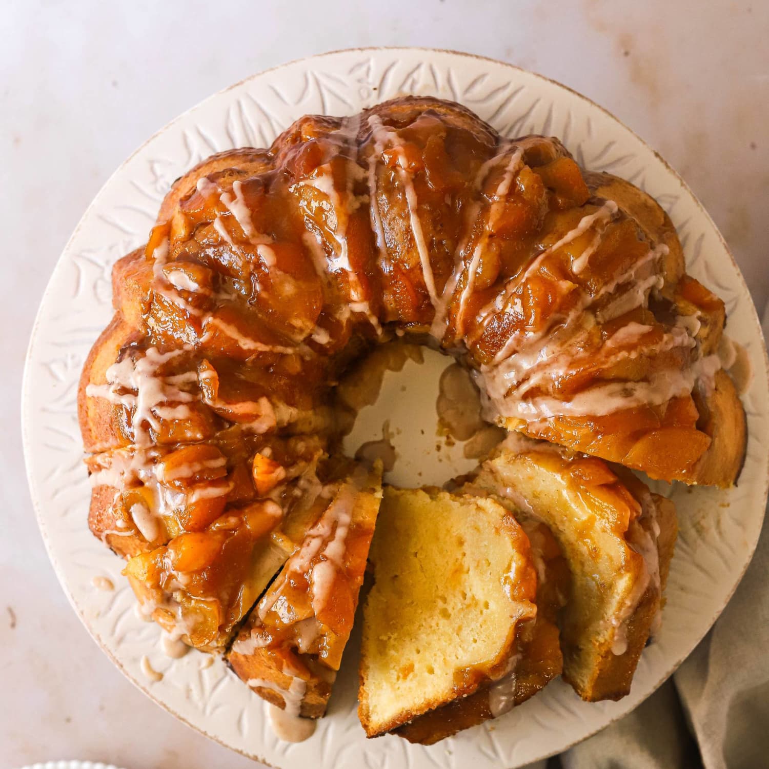 Peach Cobbler Pound Cake Using a Mini Bundt Pan - Gimme From Scratch