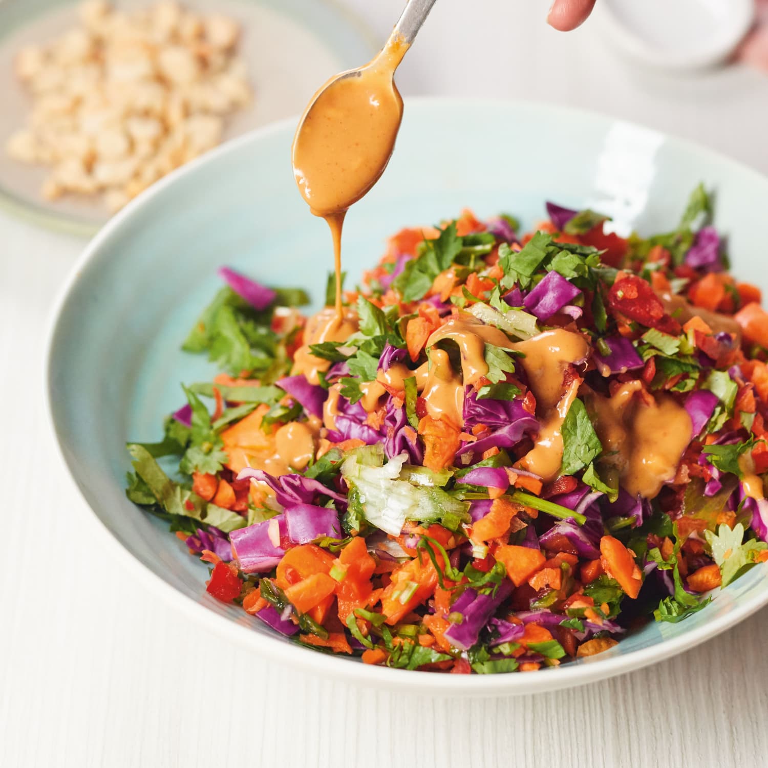 Chopped Rainbow Salad Bowls with Peanut Sauce