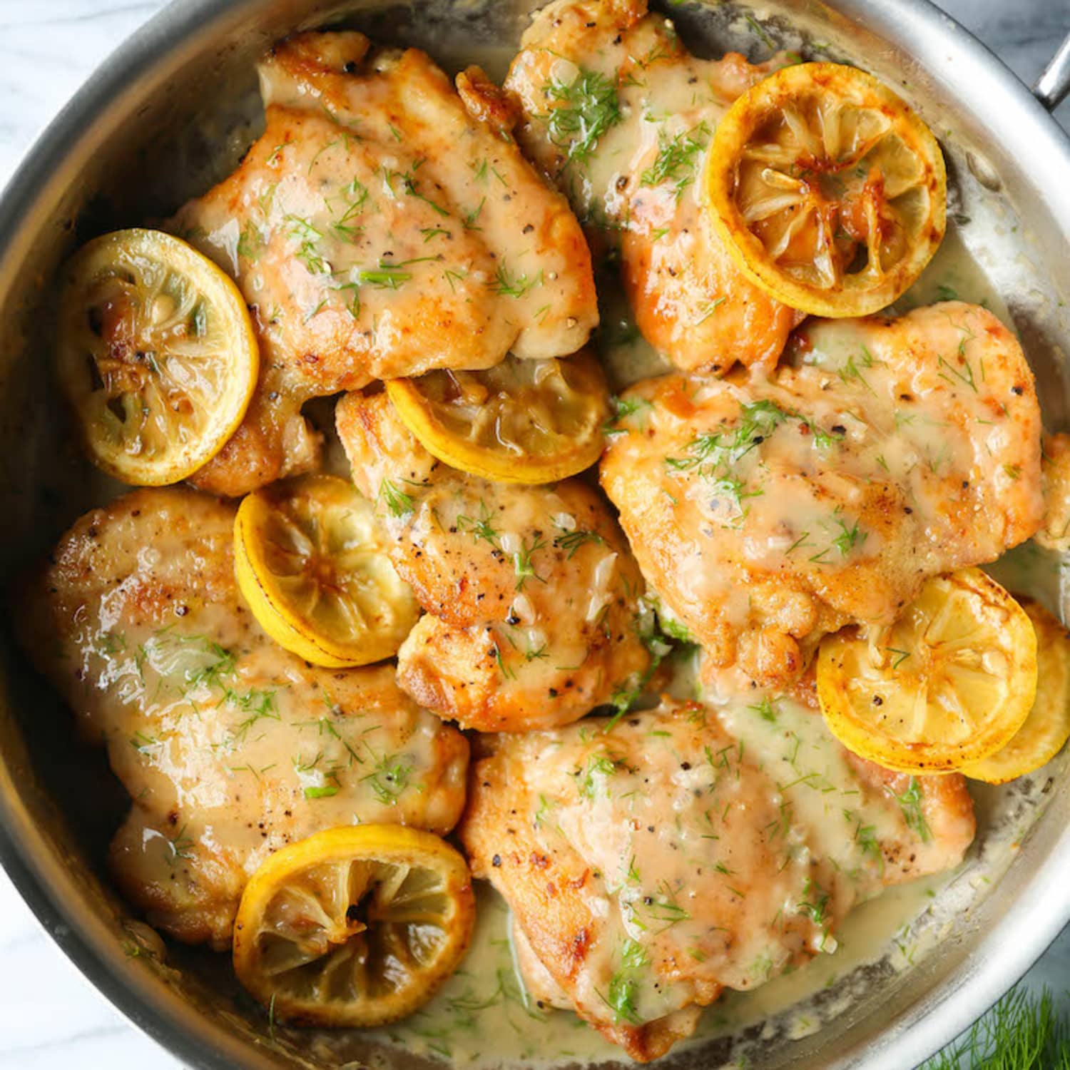 Skillet Lemon Dill Chicken Thighs Damn Delicious The Kitchn