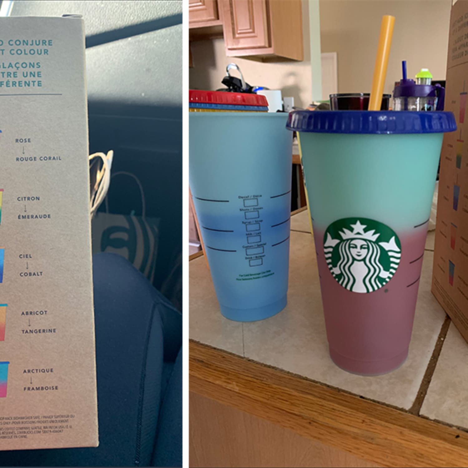 2020 New Starbucks Color-change Glass Coffee Milk Cup Diamonds Handle 