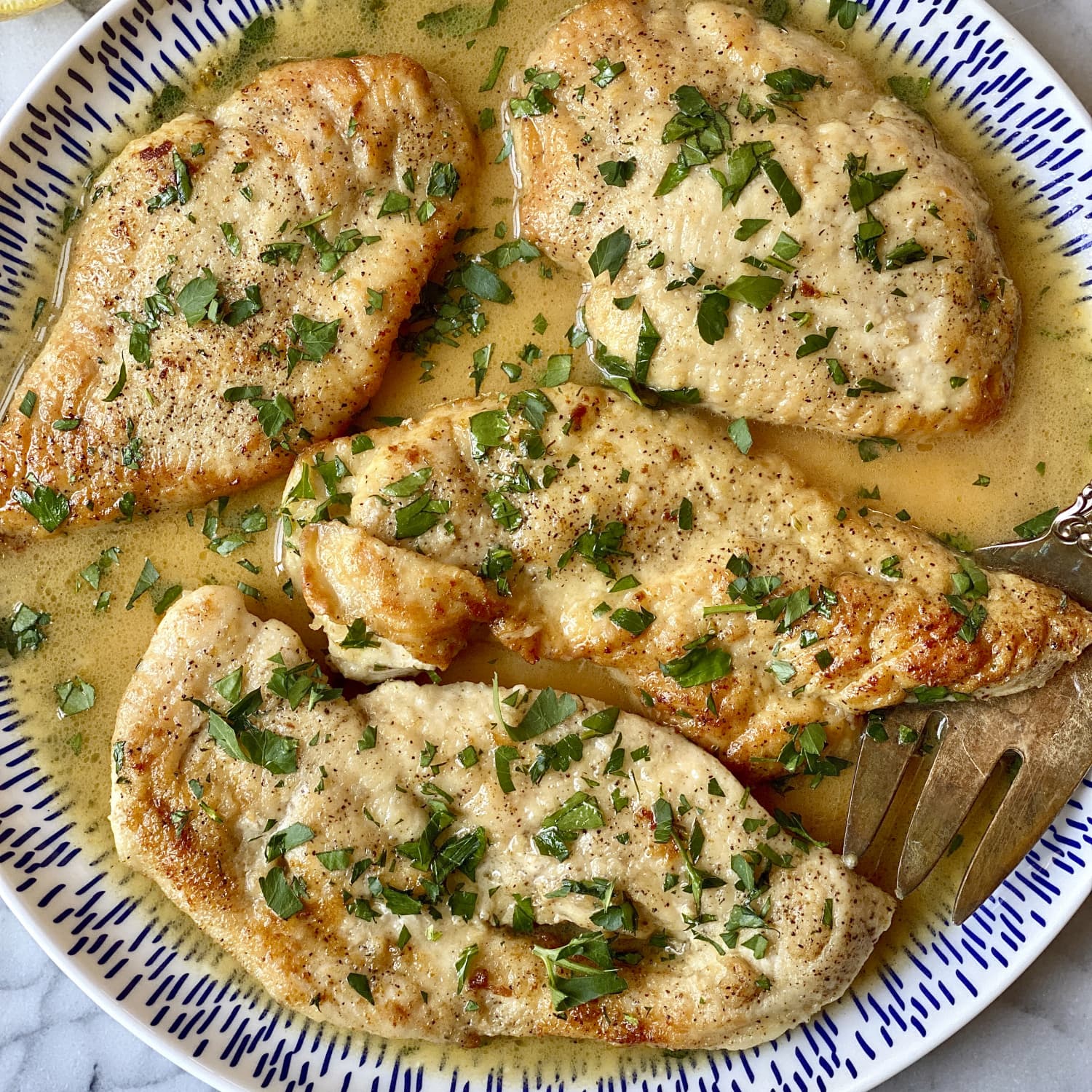 Yogurt-Marinated Pork Chops with White Wine–Shallot Sauce