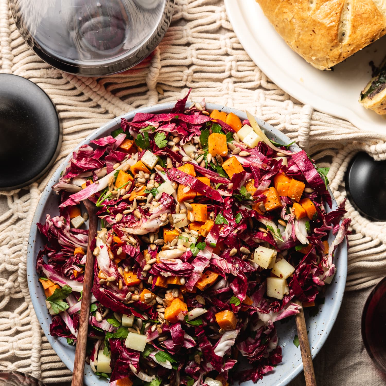 Raw And Roasted Radicchio Salad With Sweet Potato Manchego And