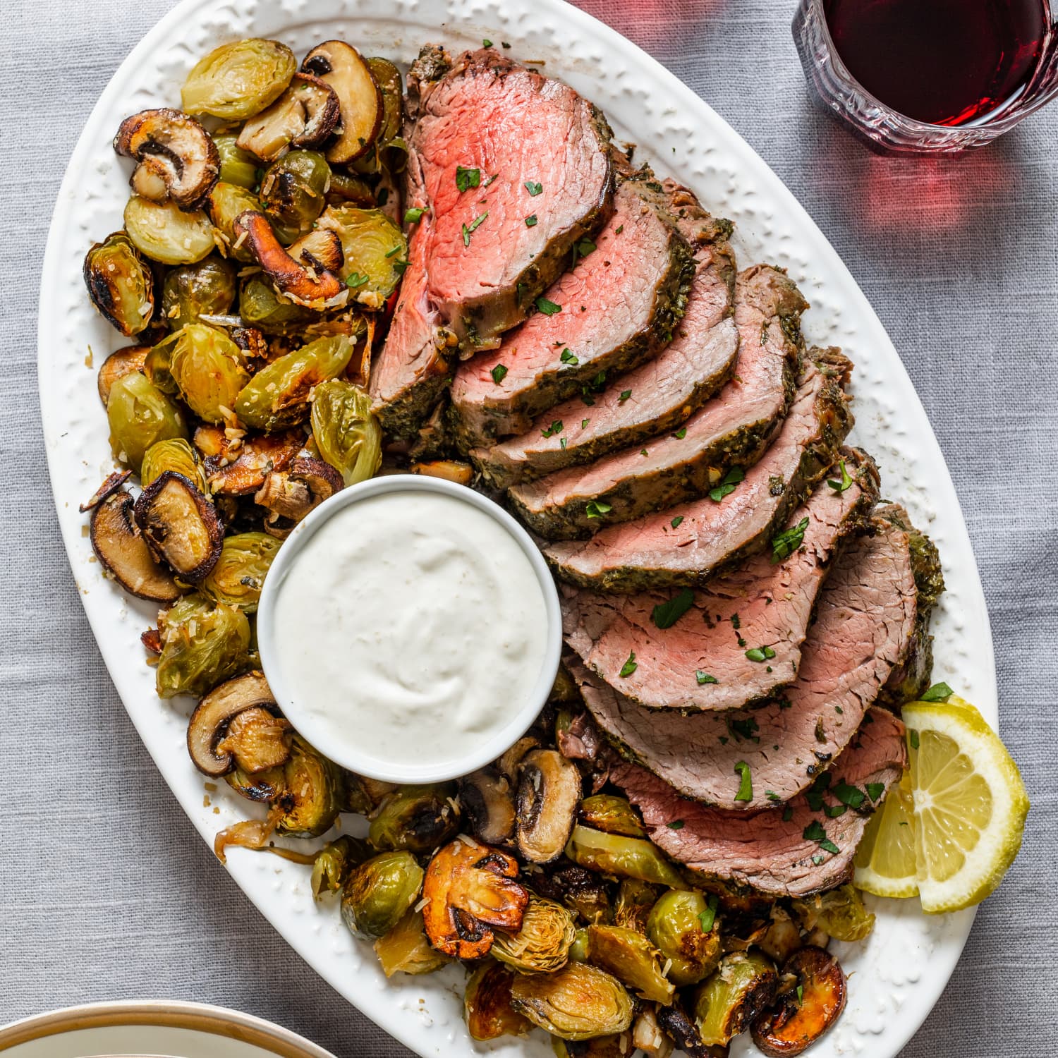 Sheet Pan Beef Tenderloin With Mushrooms And Brussels Sprouts Kitchn